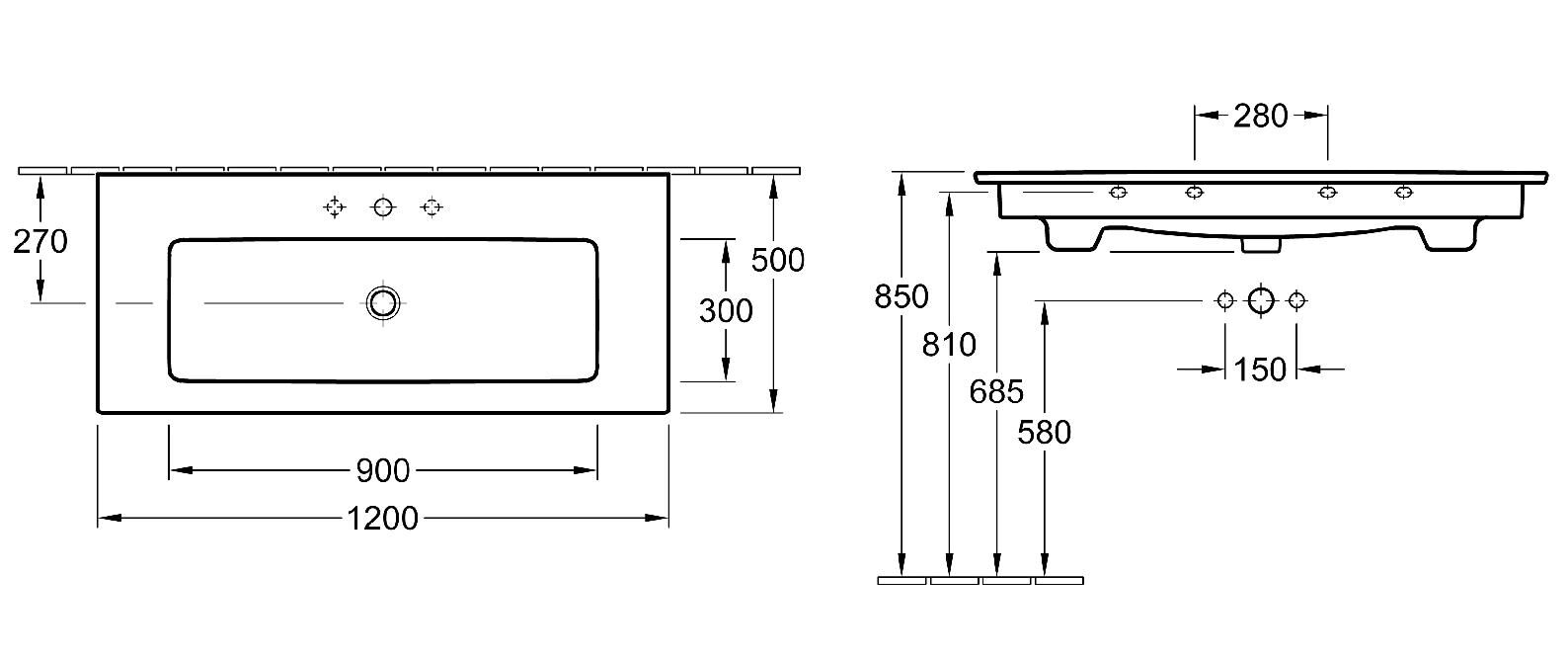 Waschbescken Venticello 120 cm
