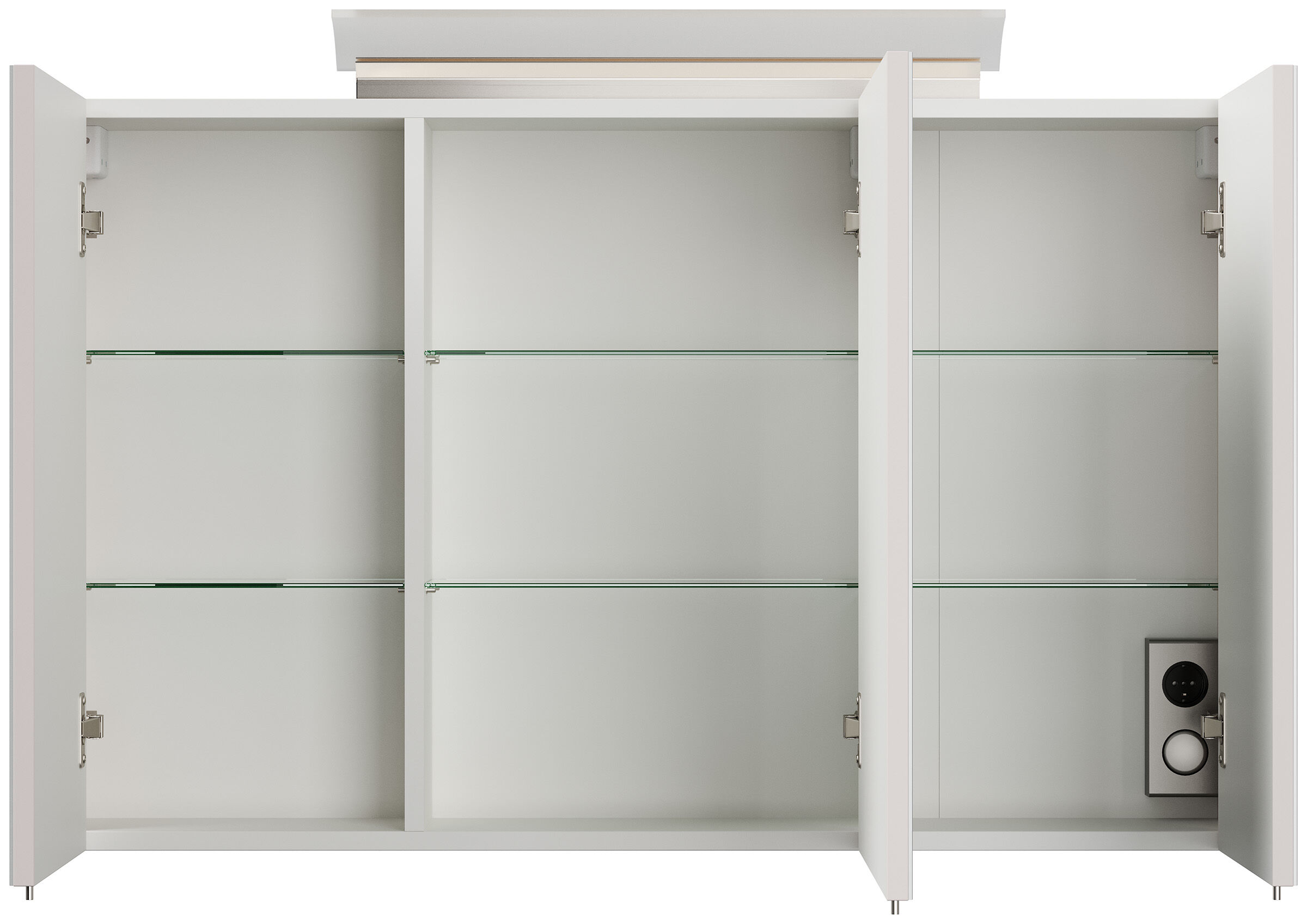 Spiegelschrank 100cm inkl. Design LED-Lampe und Glasböden kaschmir