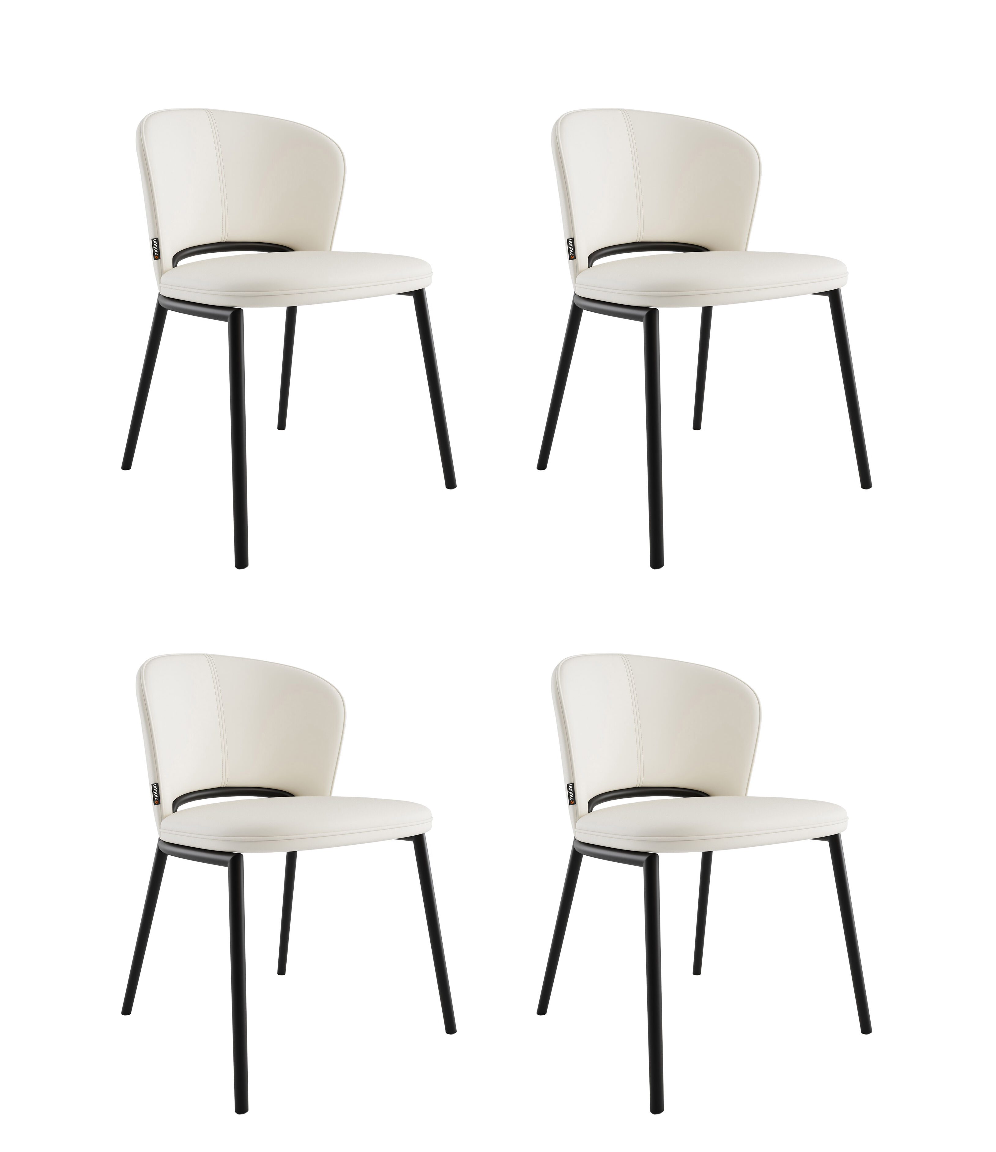 4er Set Esszimmerstuhl Design Küchenstuhl Dean Kunstleder creme Metallbeine