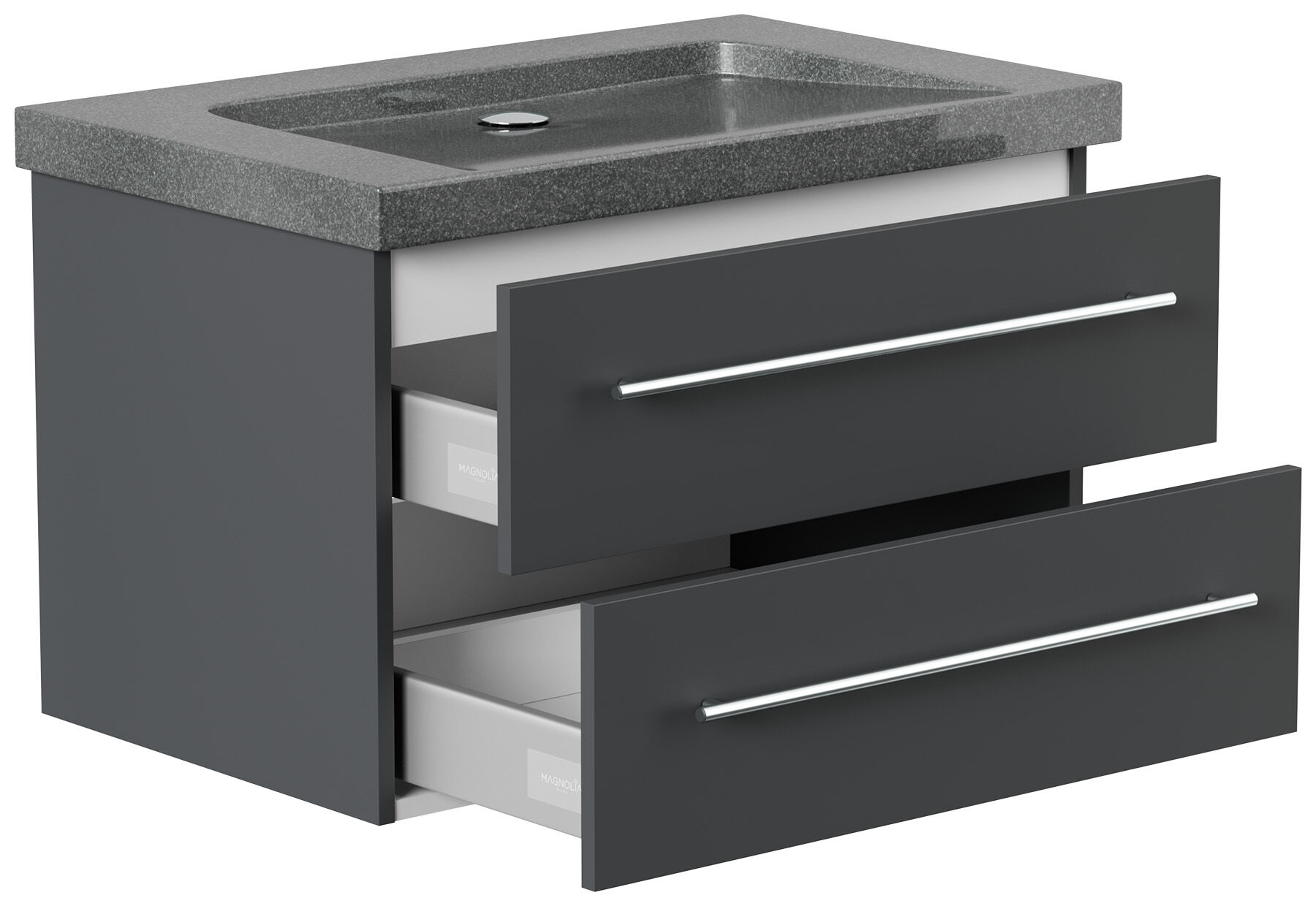 Badmöbel Granit G654 Damo 75 cm ohne Hahnloch SoftClose grafit