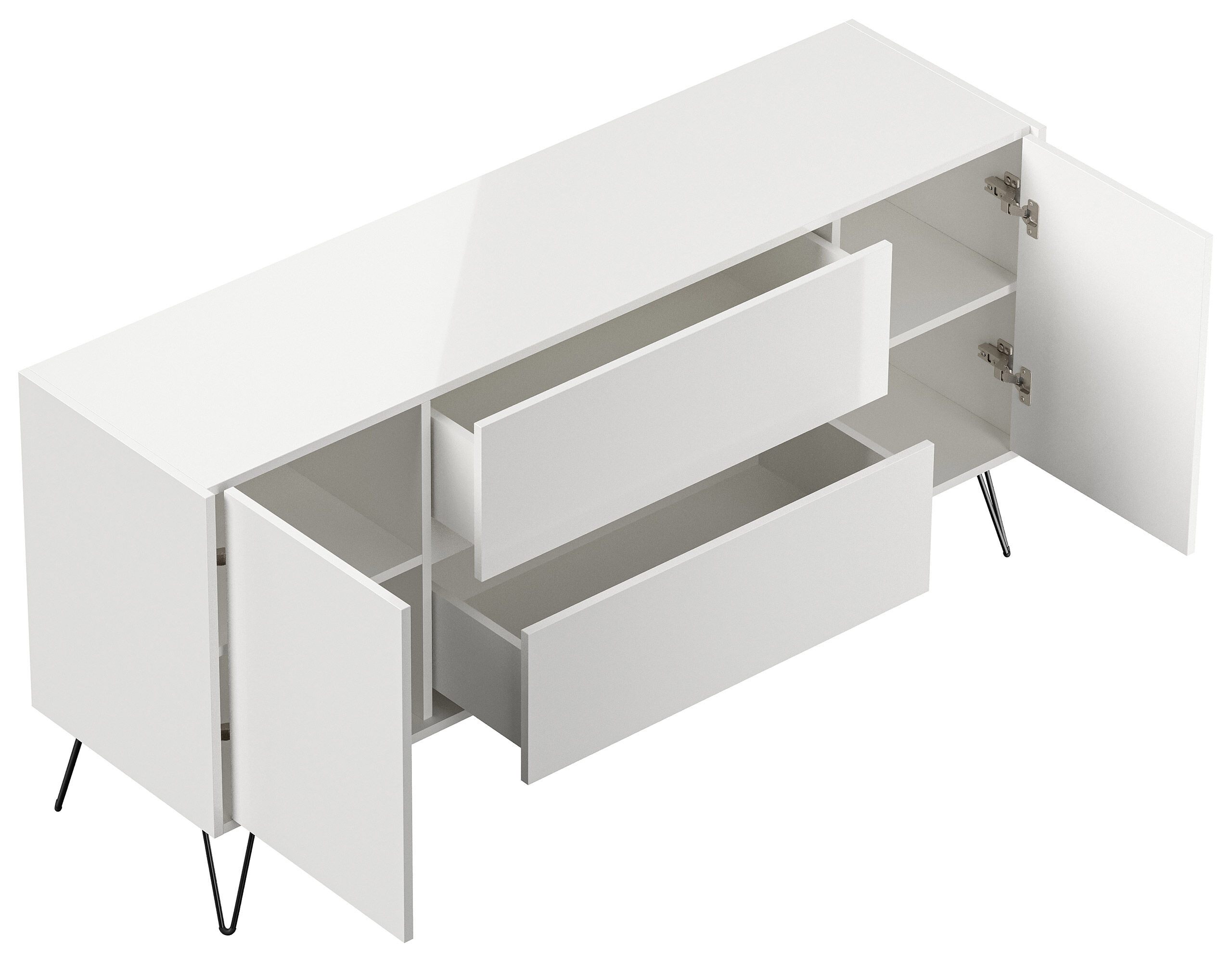 Raumwunder Sideboard Kommode Taran 155cm 2 SoftClose 2 Türen Grafit/Eiche Front