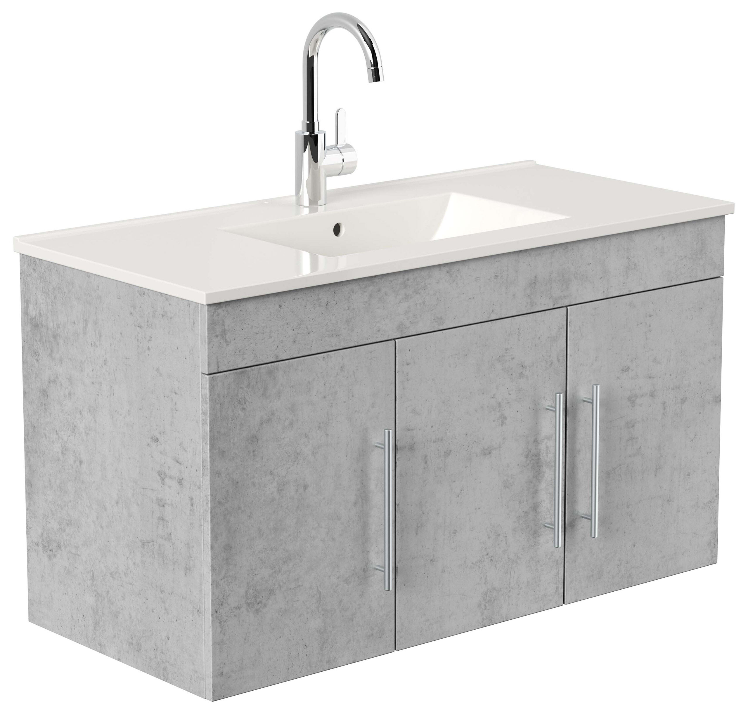 Badmöbel Venezia beton Waschtisch mit 3 Softclose Türen