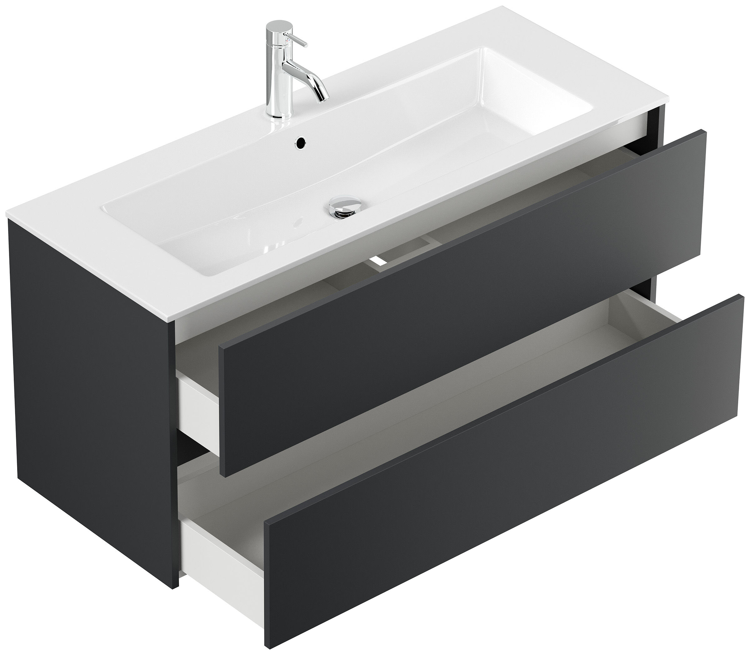 Badmöbel Set Taifun 4tlg. 120 cm mit Spiegelschrank & 2x Seitenschrank weiß Hgl