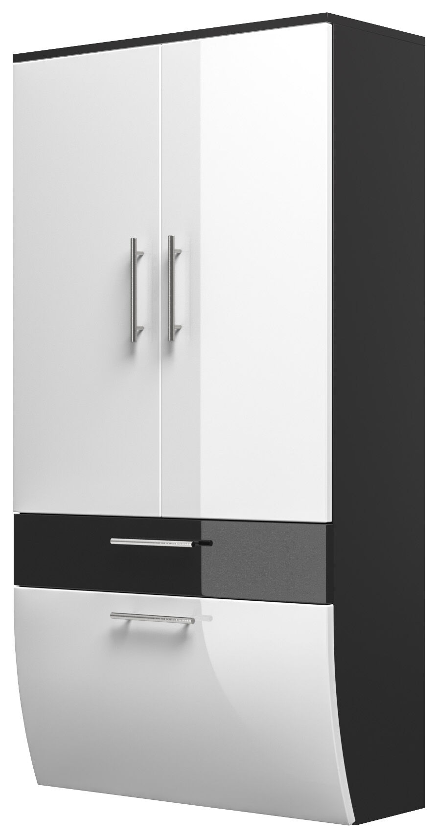 Hochschrank 135x70cm Salona L Weiss / Grafit