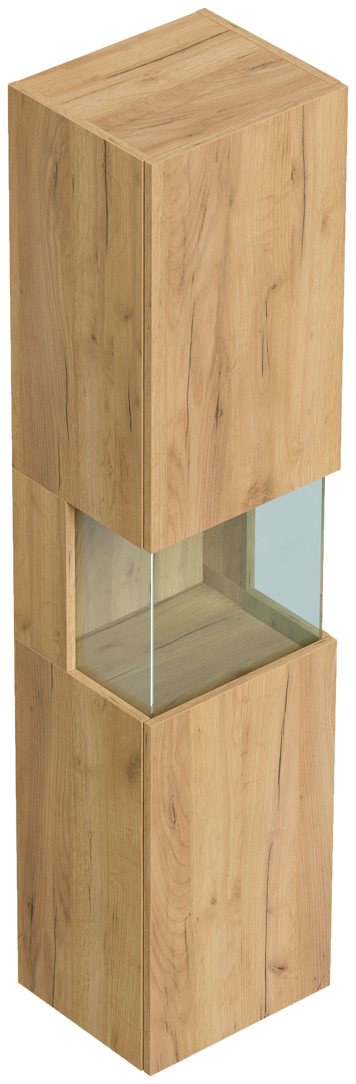 Badmöbel Set Taifun 3tlg. 70cm mit LED Spiegel & Hochschrank eiche gold