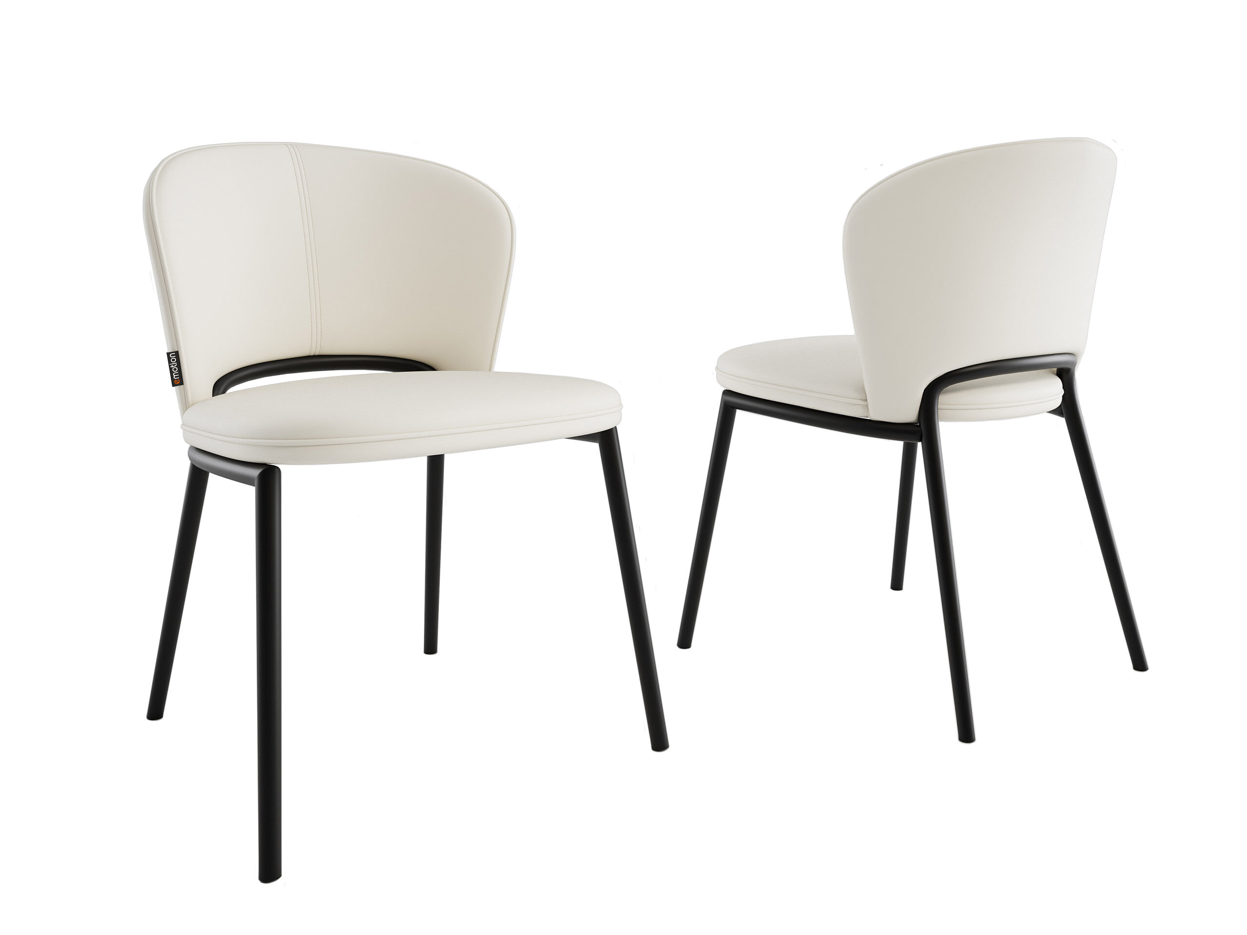 4er Set Esszimmerstuhl Design Küchenstuhl Dean Kunstleder creme Metallbeine