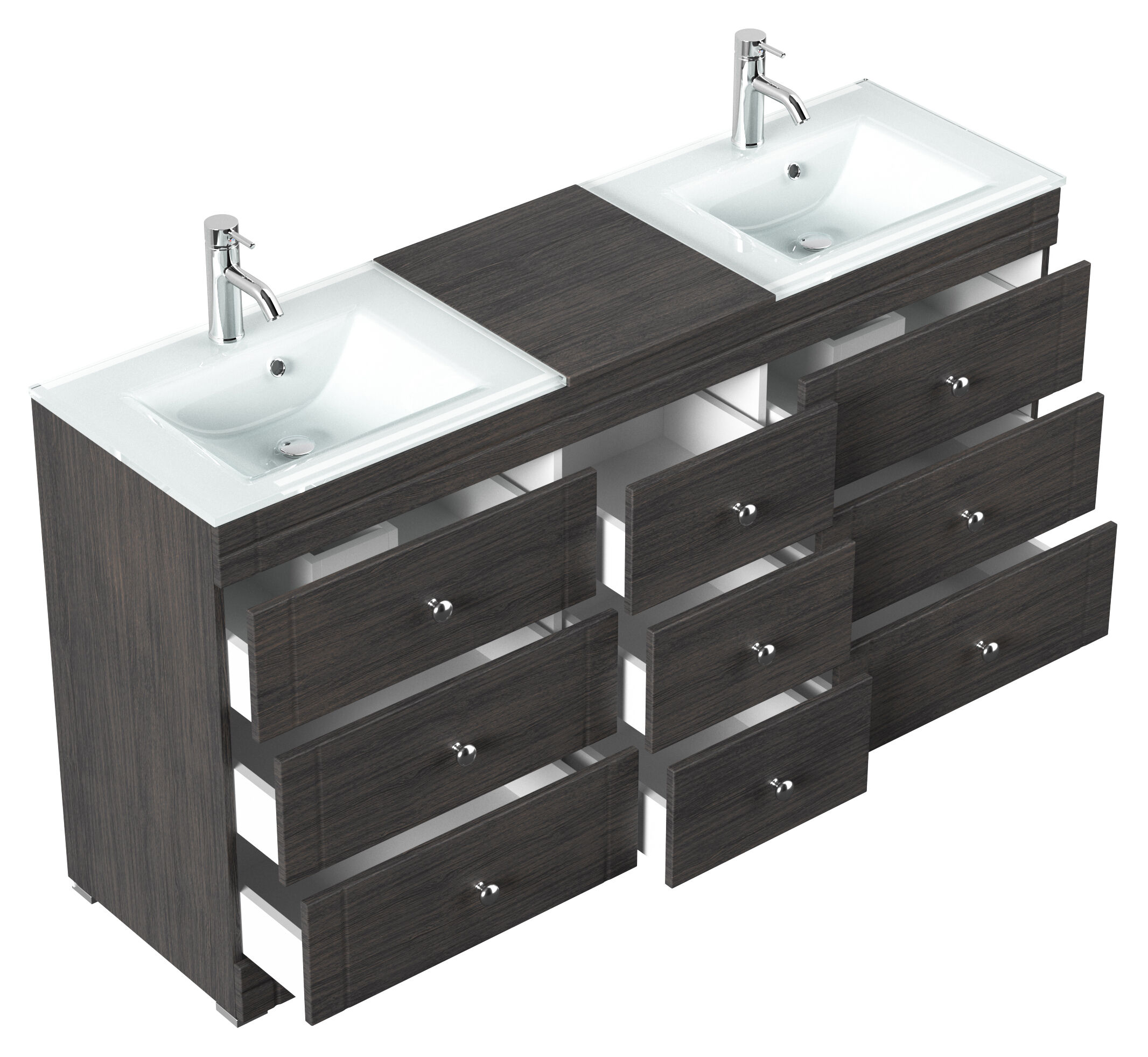 Stand Doppel Badmöbel Vitro Klassik inkl. Glasbecken schwarz