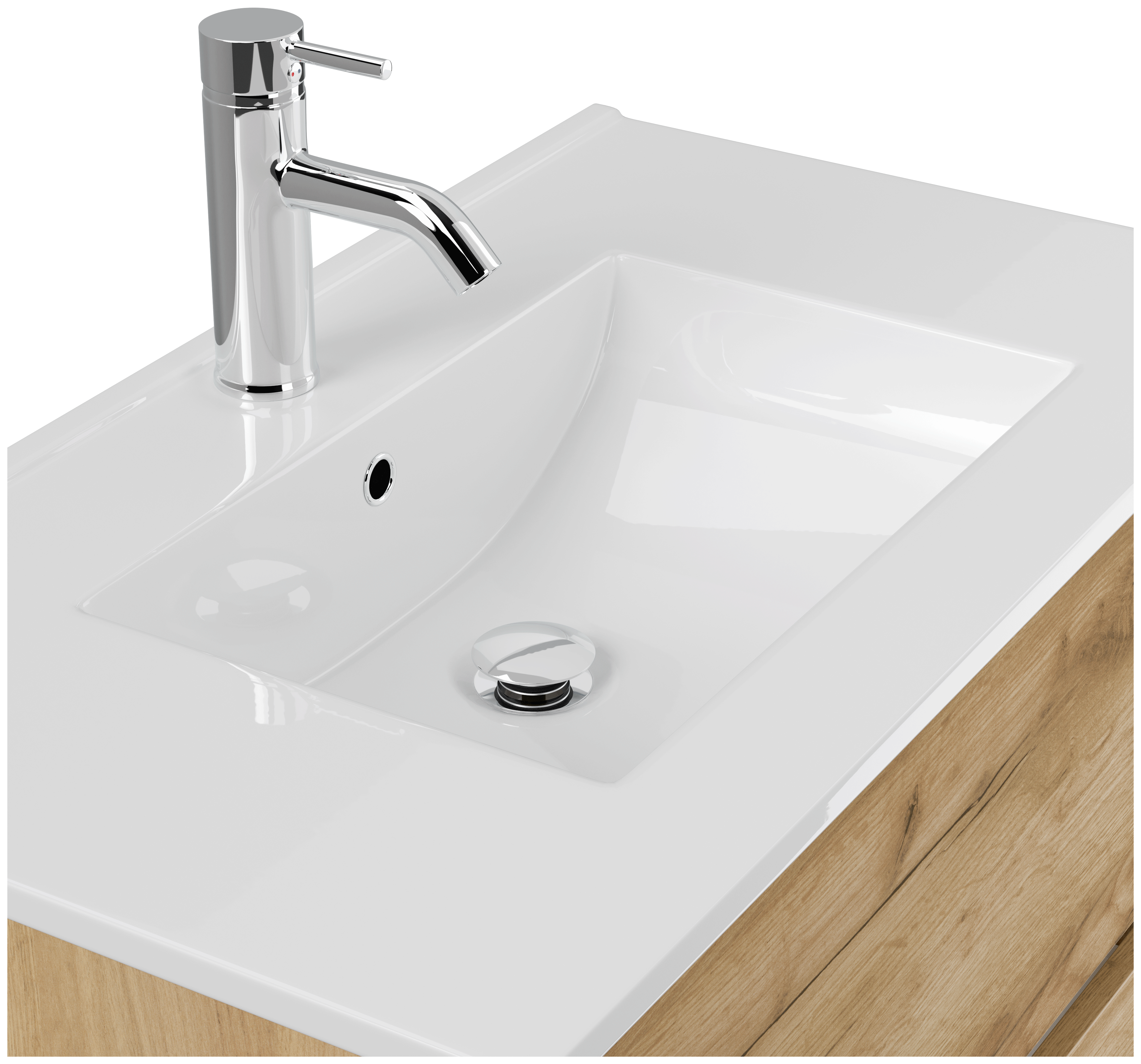 Badmöbel Taifun & Waschtisch 80 cm 2 Greifraum SoftClose Auszüge eiche gold