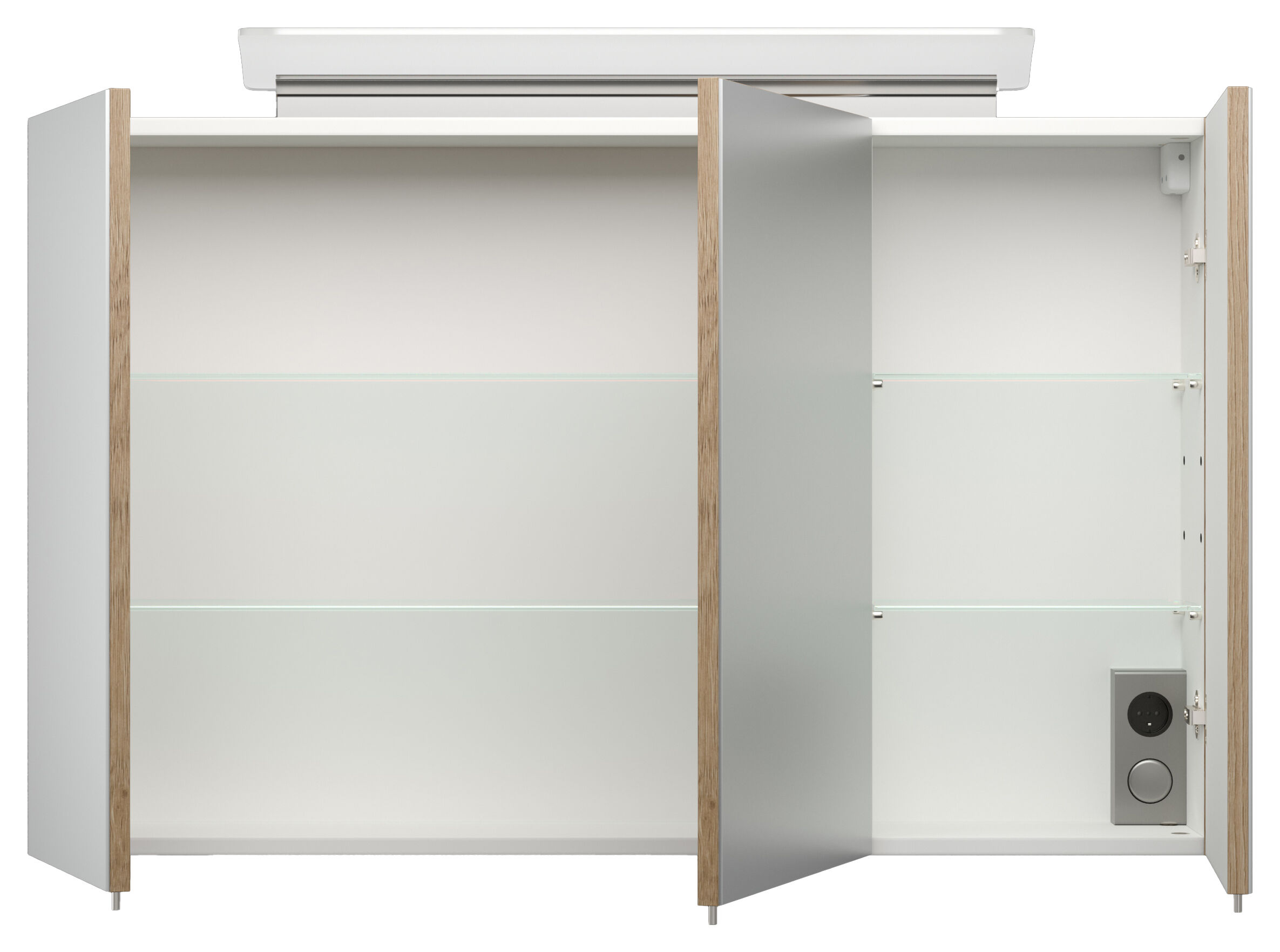 Spiegelschrank 100cm inkl. Design LED-Lampe und Glasböden beton