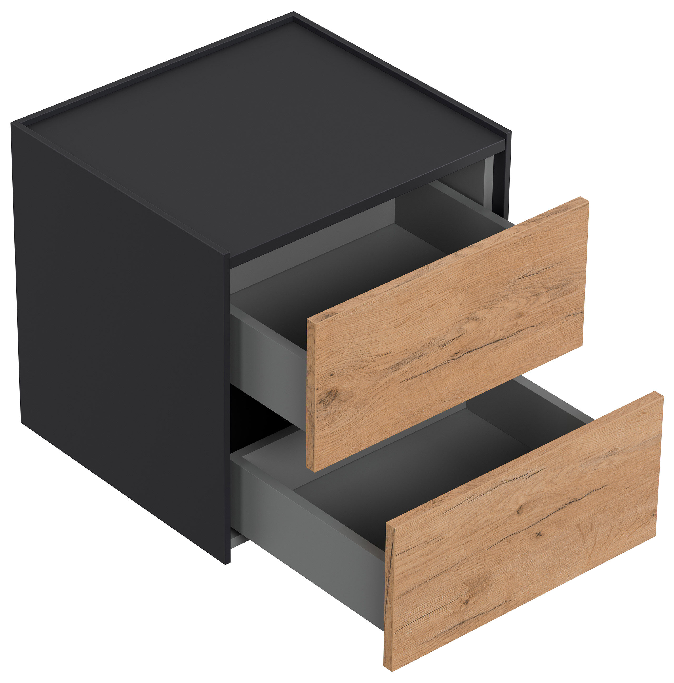 Design Nachttisch Kommode Somnia M 50cm, 2 Pushauszüge Oak