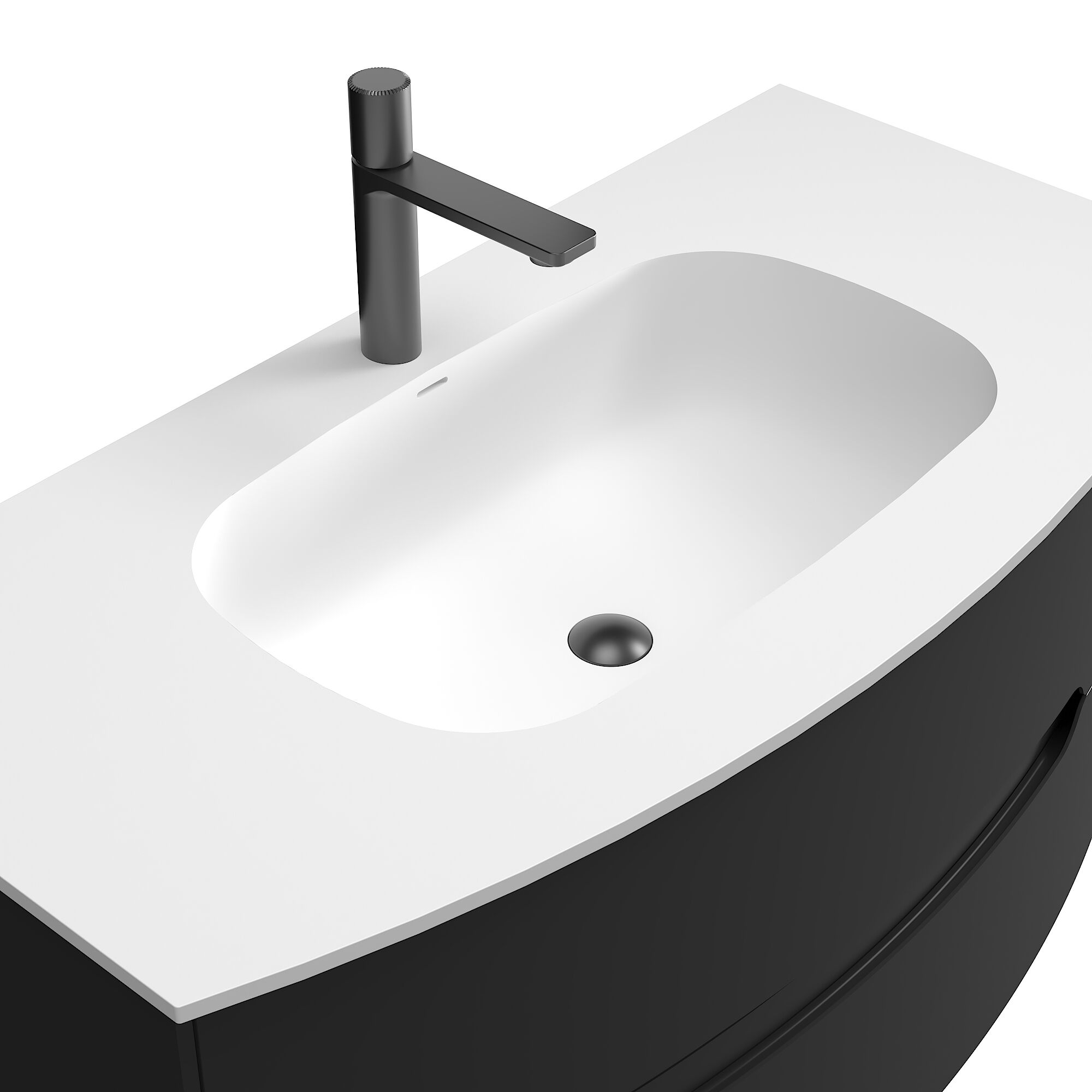 Badmöbel Riva & Waschtisch 100 cm SoftClose montiertschwarz matt