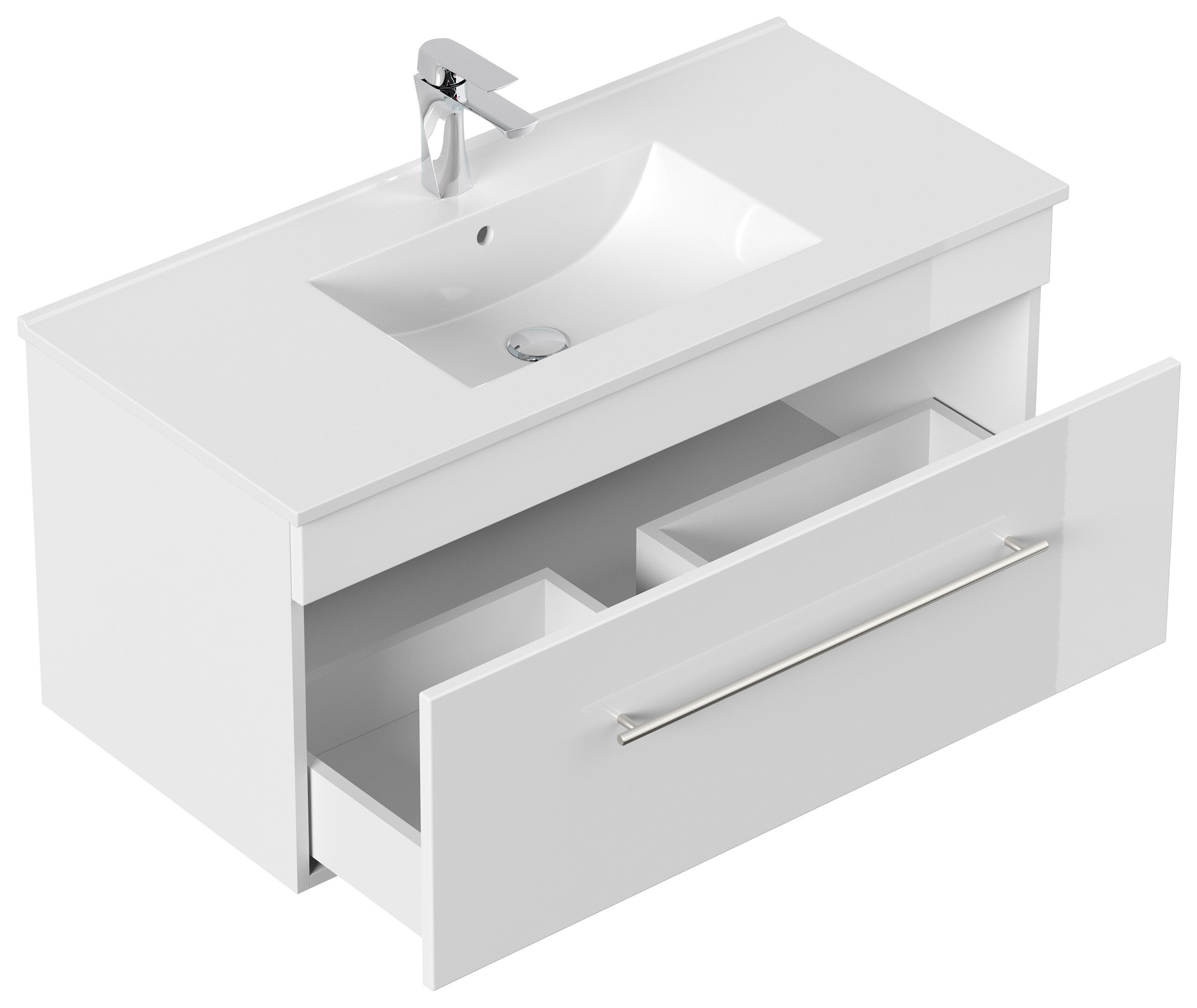 Badmöbel SANTINI 100 SoftClose weiss Front weiss hochglanz