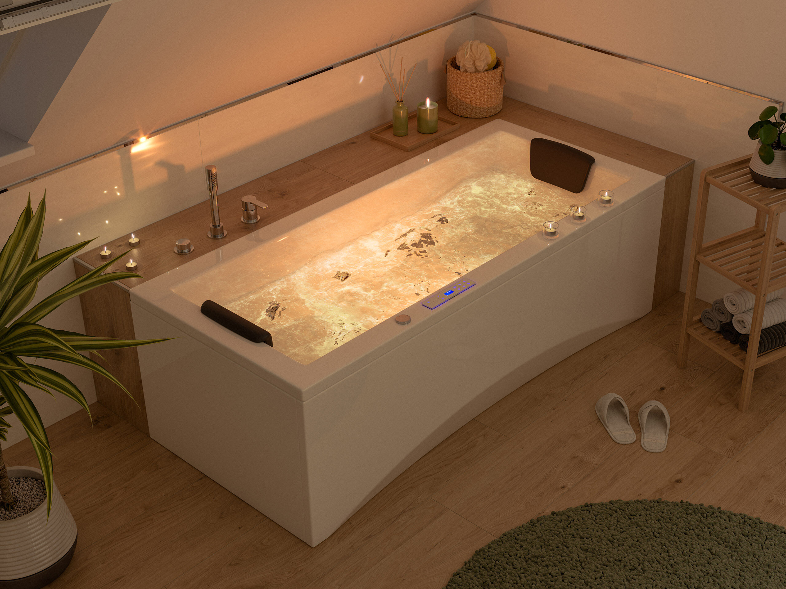 Rechteck Whirlpool Unity 180x80 Made in Germany 24 Massagedüsen mit Armatur