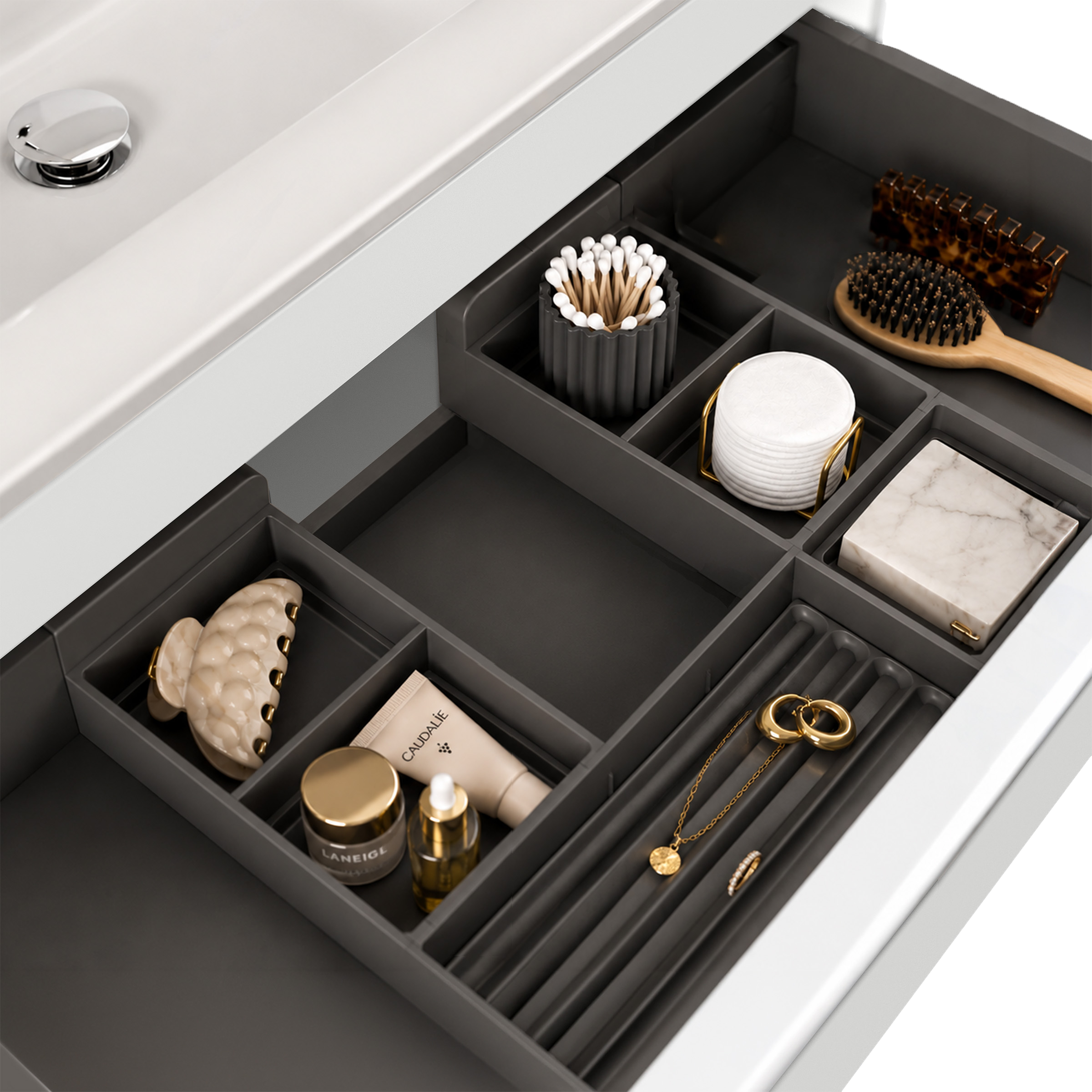 Badmöbel Elements 80 SoftClose weiss matt inkl. Kosmetikeinsatz