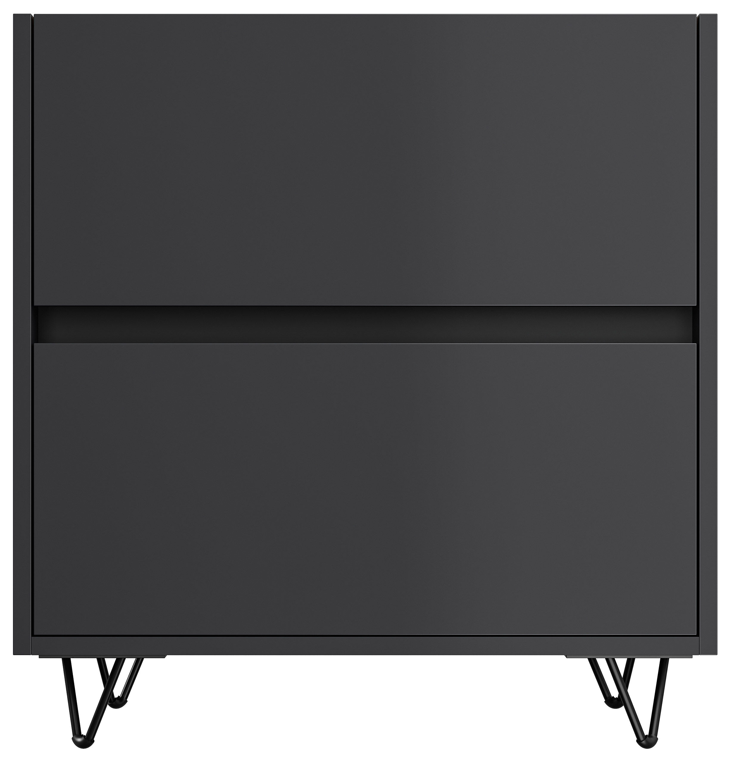 Nachttisch Yako 60cm 2 SoftClose stehend Weiß & Eiche Top