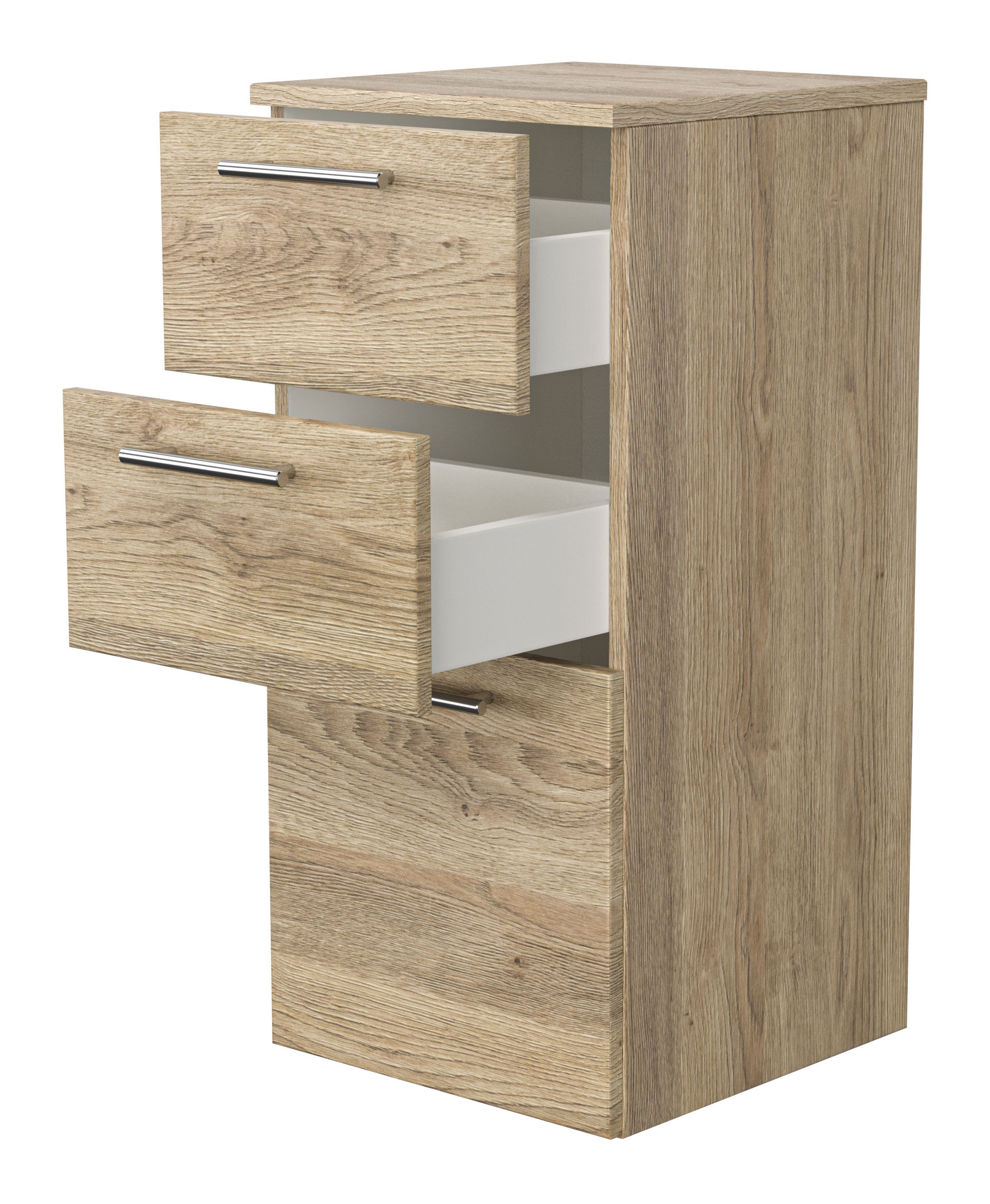 Badschrank-Set - Midischrank 75cm und Hängeschrank 62cm eiche hell