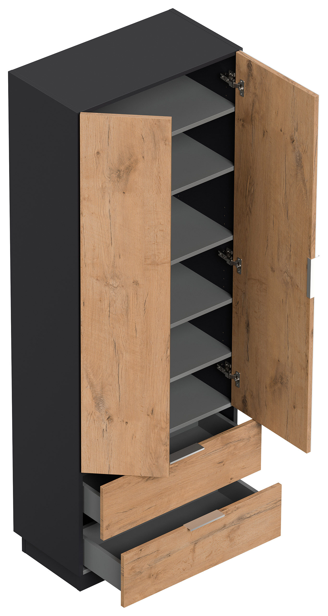 Schuhschrank Castello-M Spiegeltür 2 Softeinzüge 24 Paar Oak