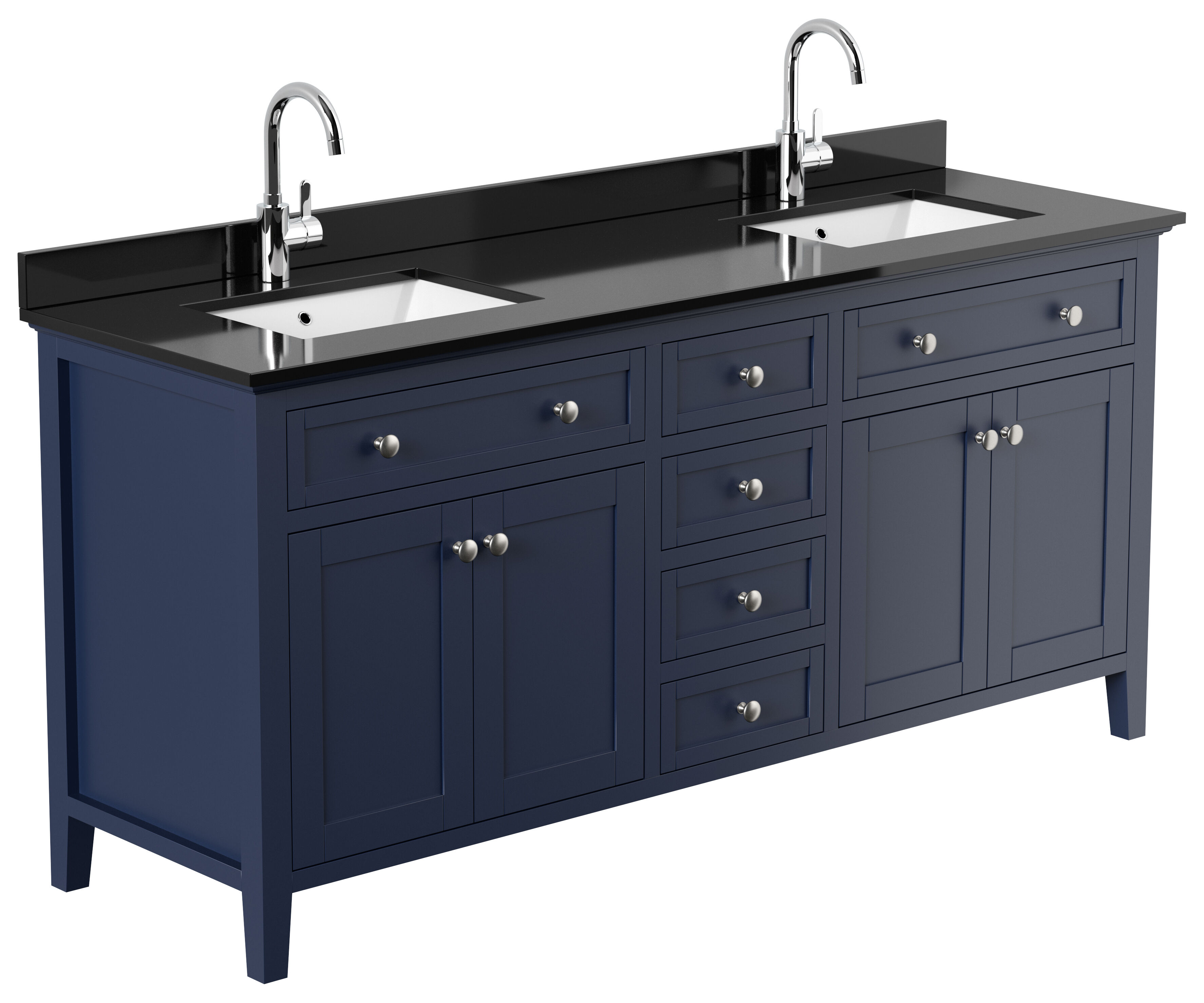 Landhaus Badmöbel-Set 2tlg Postigo 180 Quarz schwarz montiert blau lackiert 