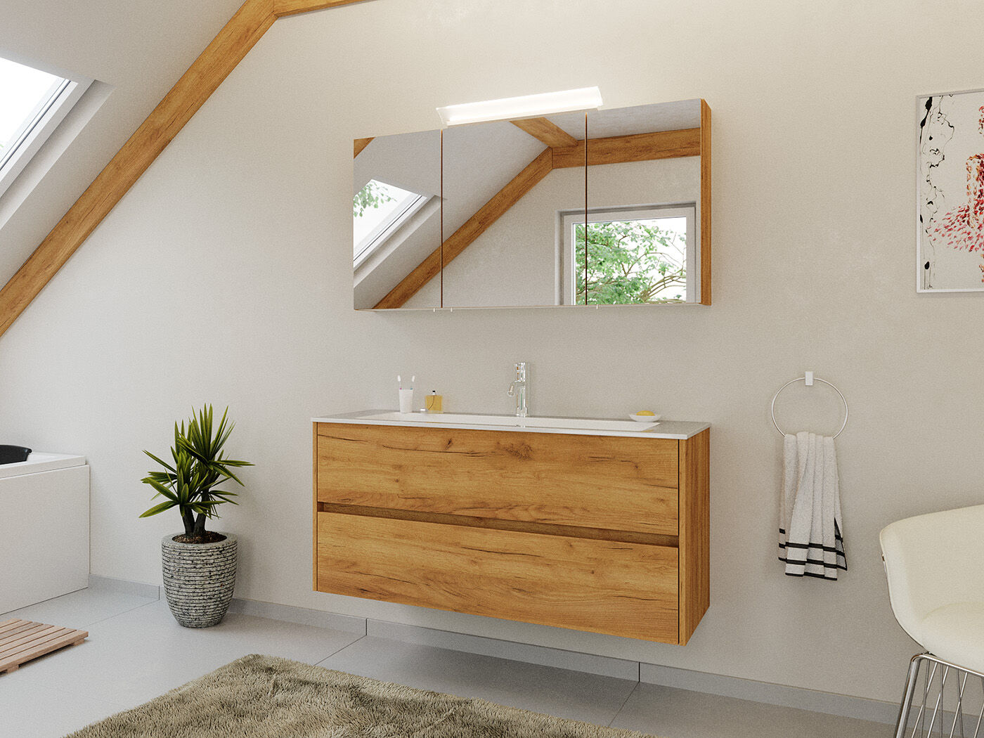 Badmöbel Set Taifun 2tlg. 120 cm mit Spiegelschrank Grafit