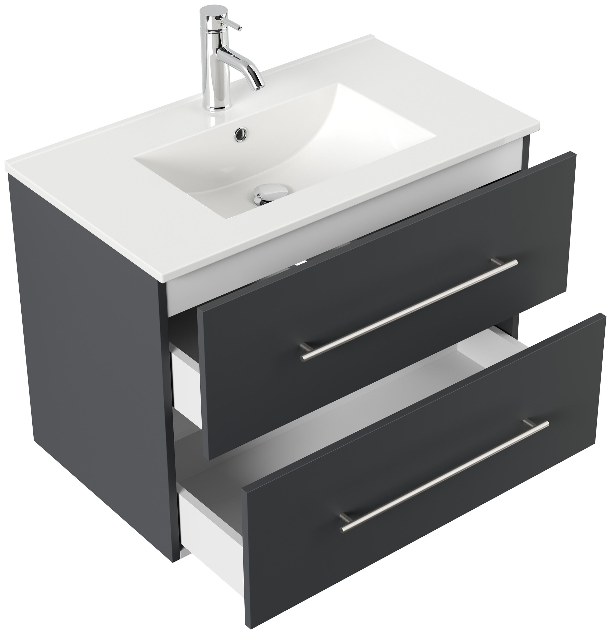 Badmöbel Set Firenze 80 3tlg. Spiegelschrank & Hochschrank grafit