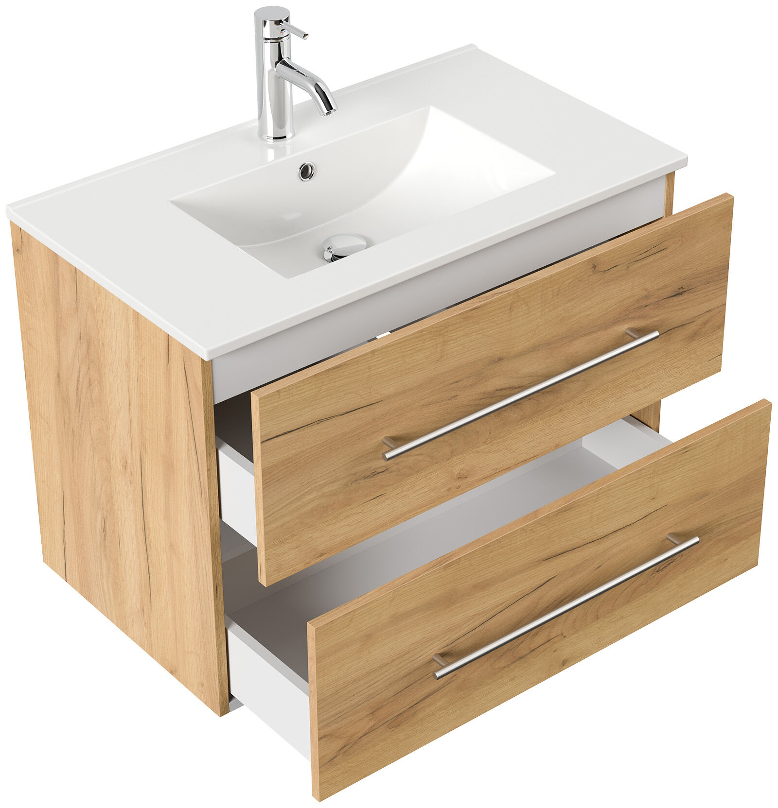 Badmöbel Set Firenze 80 2tlg. Spiegelschrank Softclose eiche gold