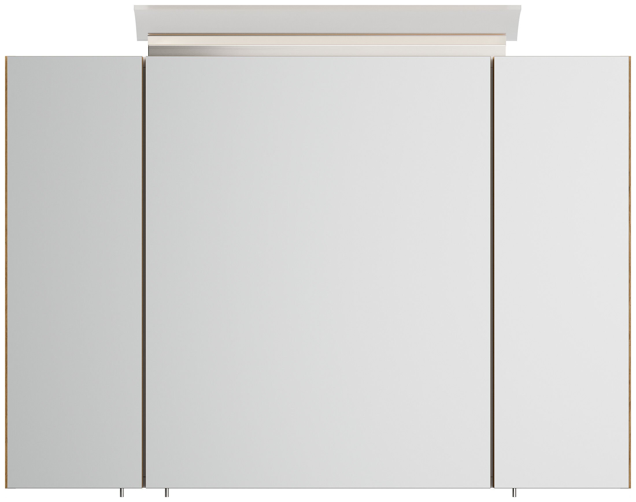 Spiegelschrank 90cm inkl. Design LED-Lampe und Glasböden weiss hochglanz