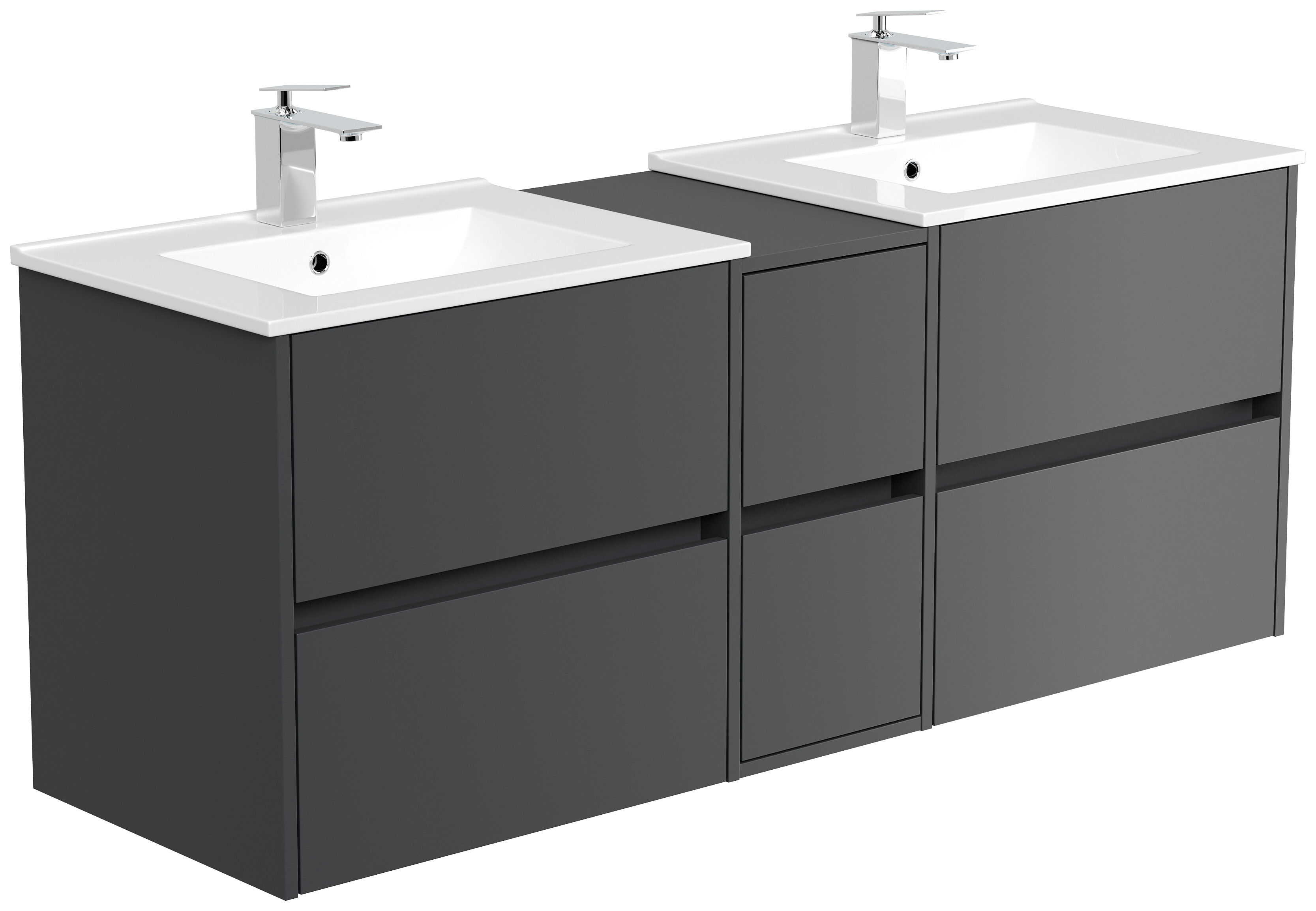 Badmöbelset Taifun 150cm 5tlg mit 2x Spiegelschrank & 2x Seitenschrank grafit