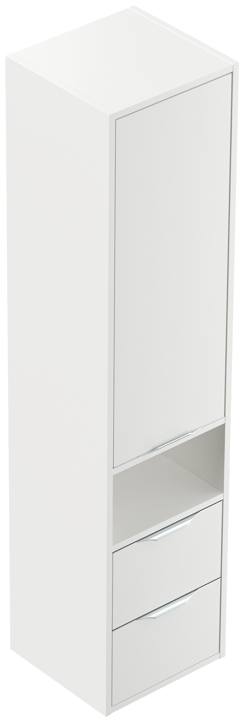 Hochschrank Elements 35x150cm Softclose Tür und Schubladen weiss matt
