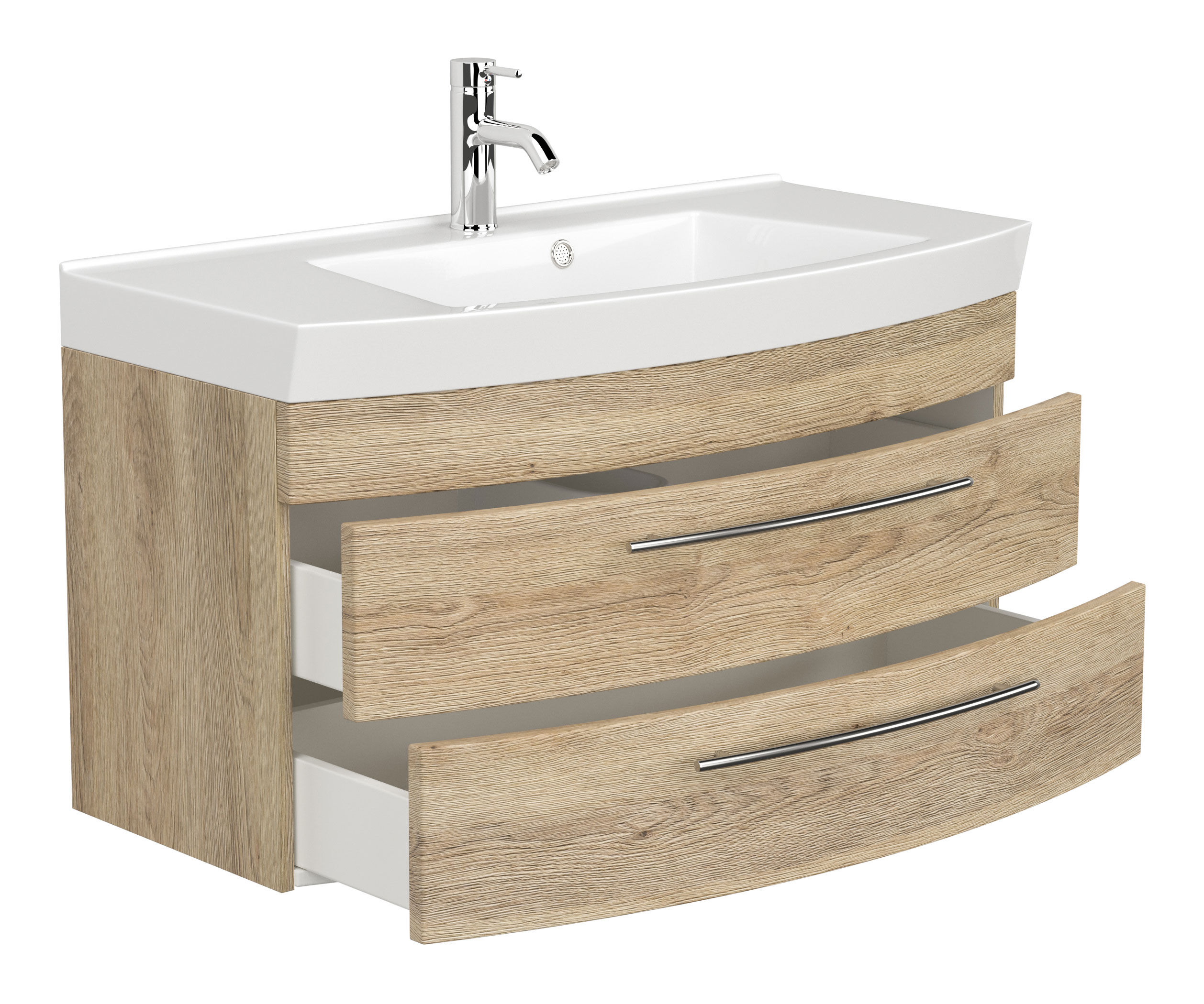 Badmöbel-Set Toscana 100 cm (3-teilig) SoftClose eiche hell
