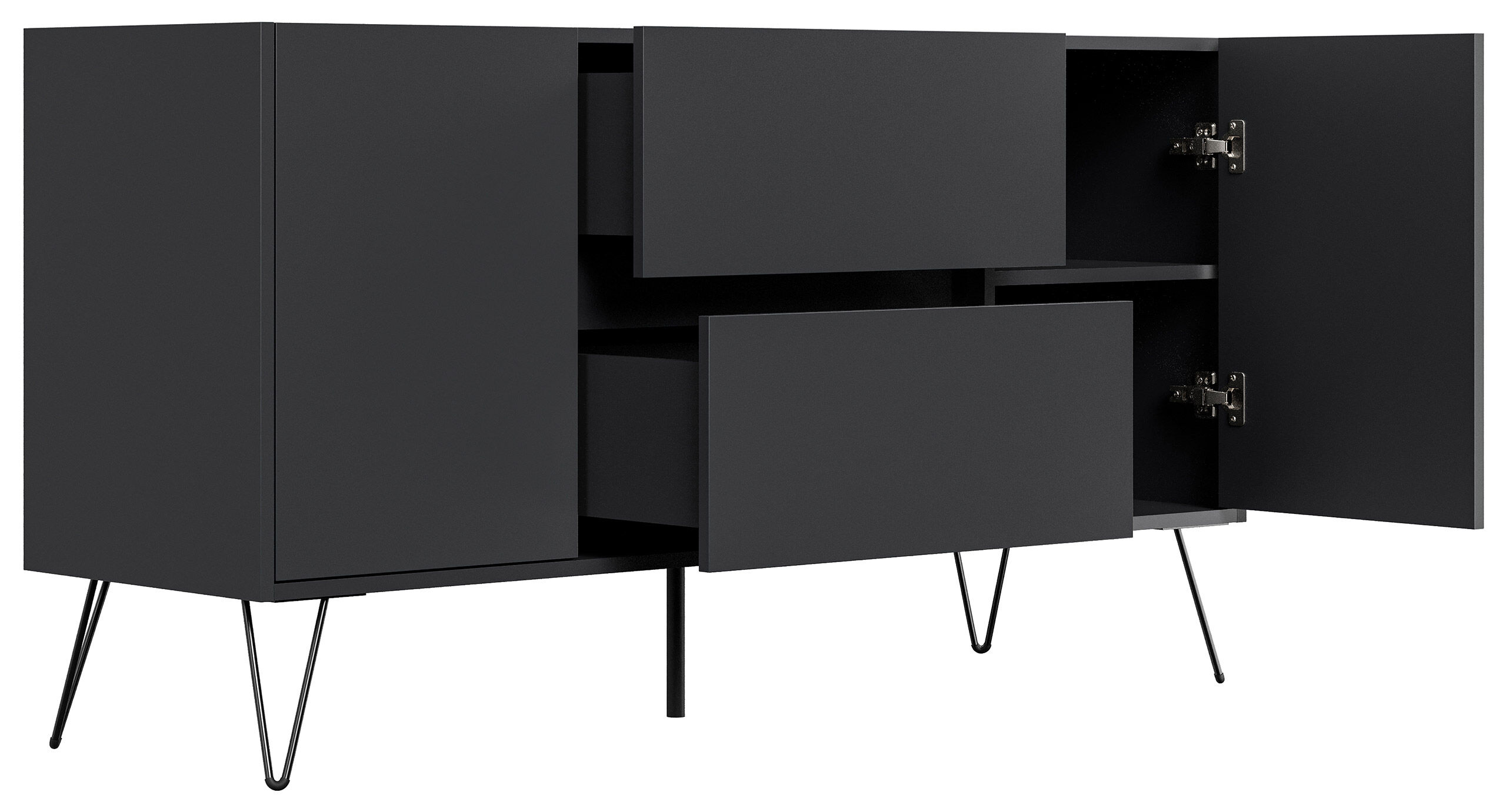 Sideboard Yako 140cm 2 SoftClose 2 Türen Grafit