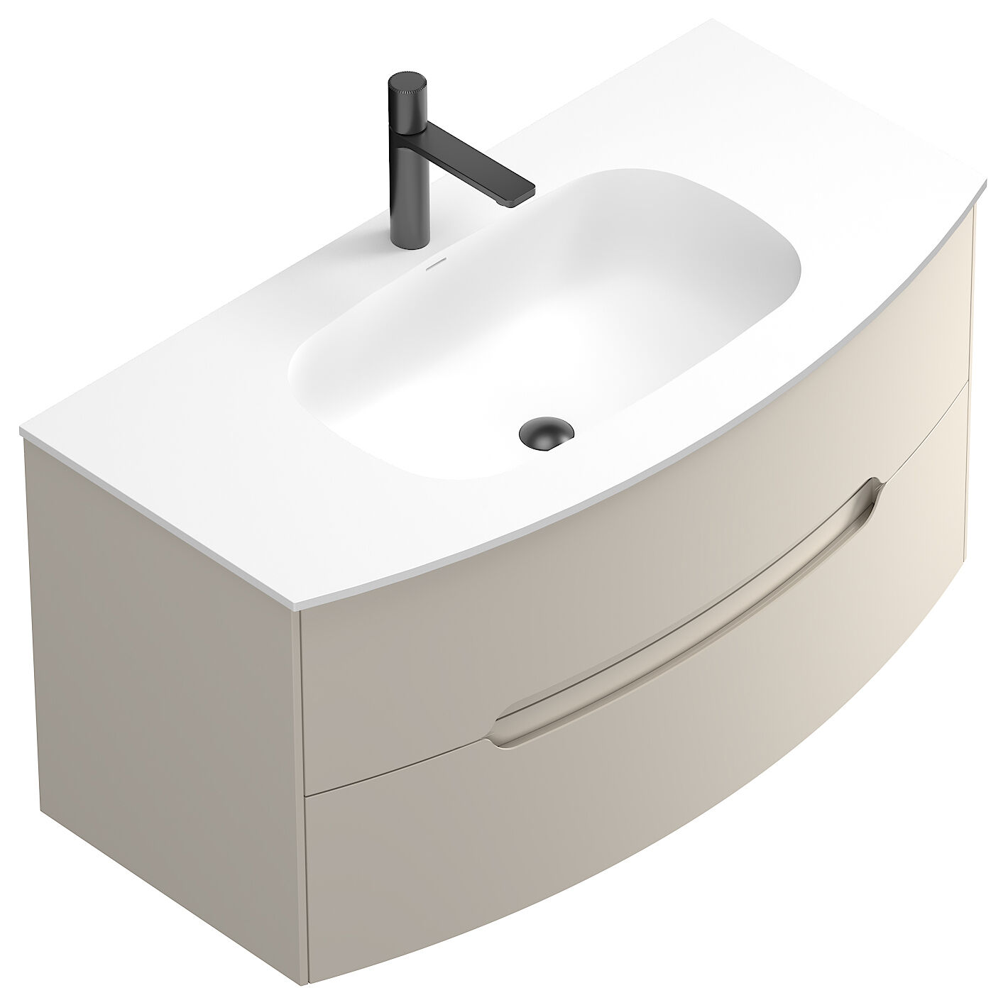 Badmöbel Set Riva 3tlg. 100 cm mit Spiegelschrank montiert kaschmir matt