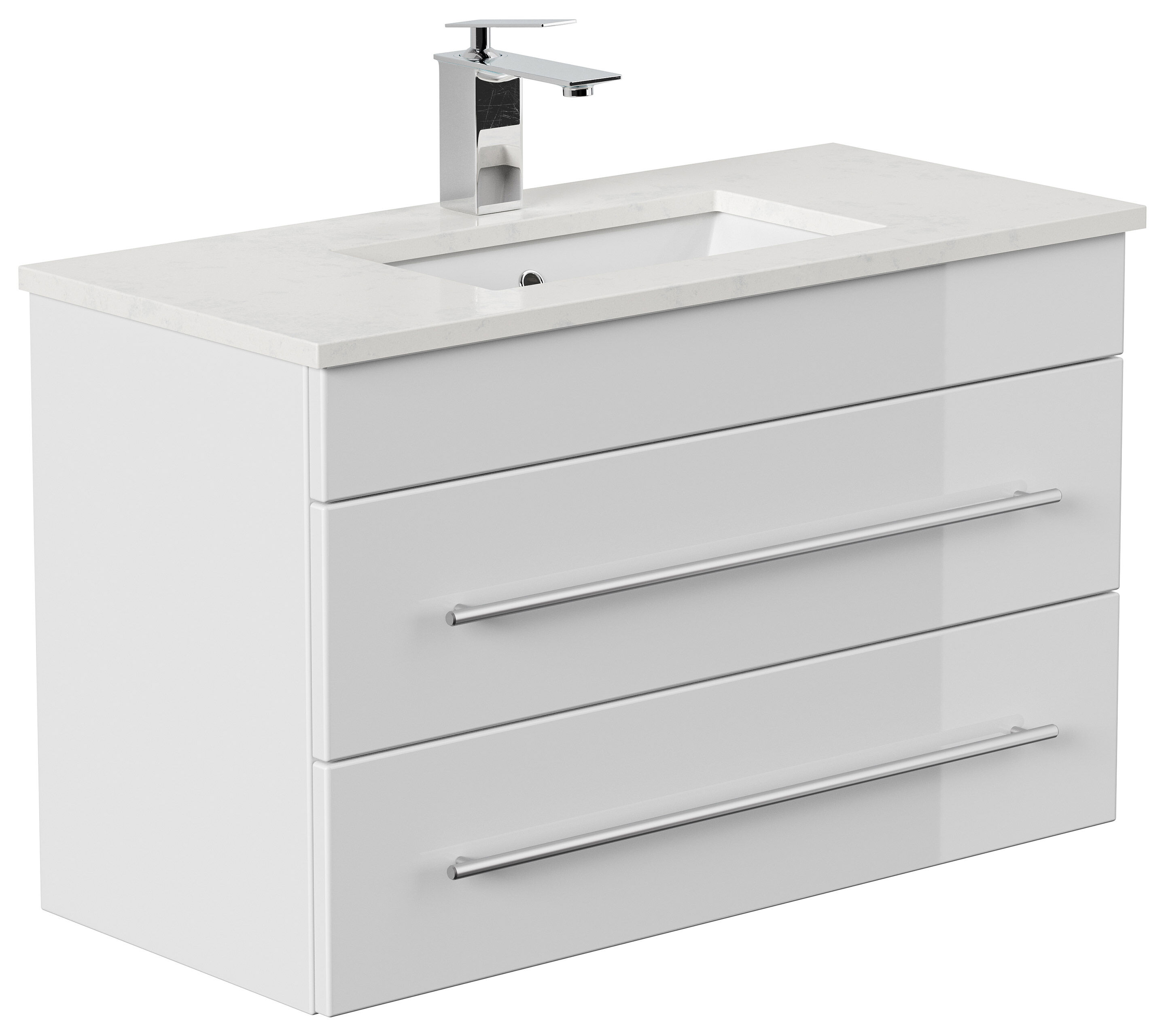 Badmöbel Eton 800 Quarz Carrara SoftClose weiss hochglanz