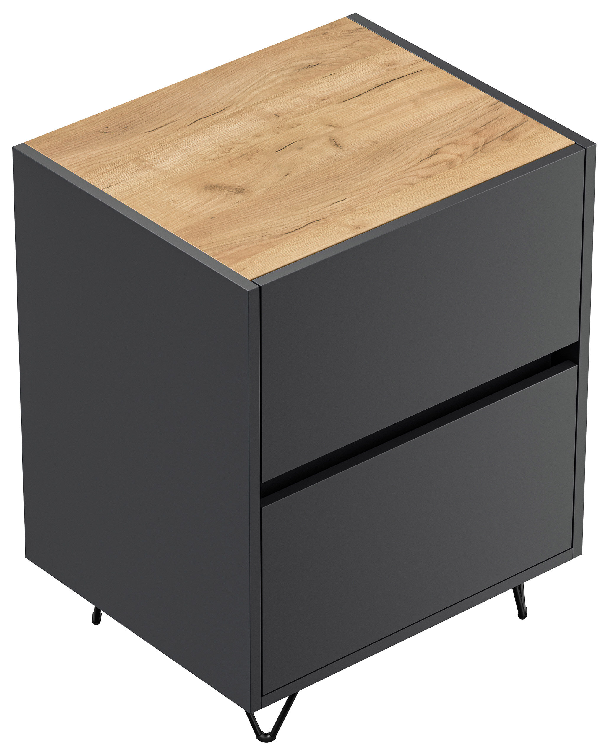 Nachttisch Yako 50cm 2 SoftClose stehend Weiß & Eiche Front