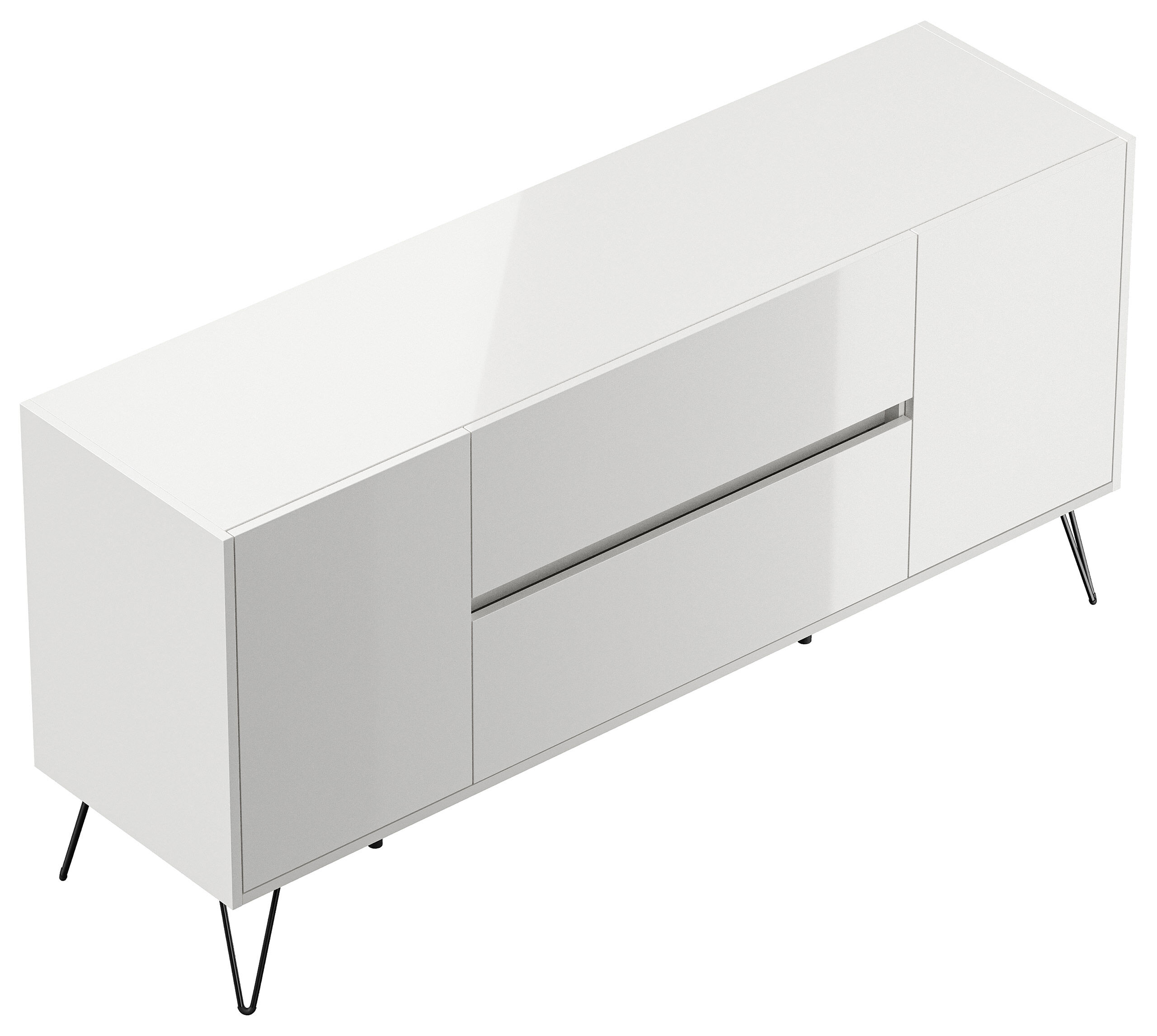 Raumwunder Sideboard Kommode Taran 155cm 2 SoftClose 2 Türen Grafit/Eiche Front