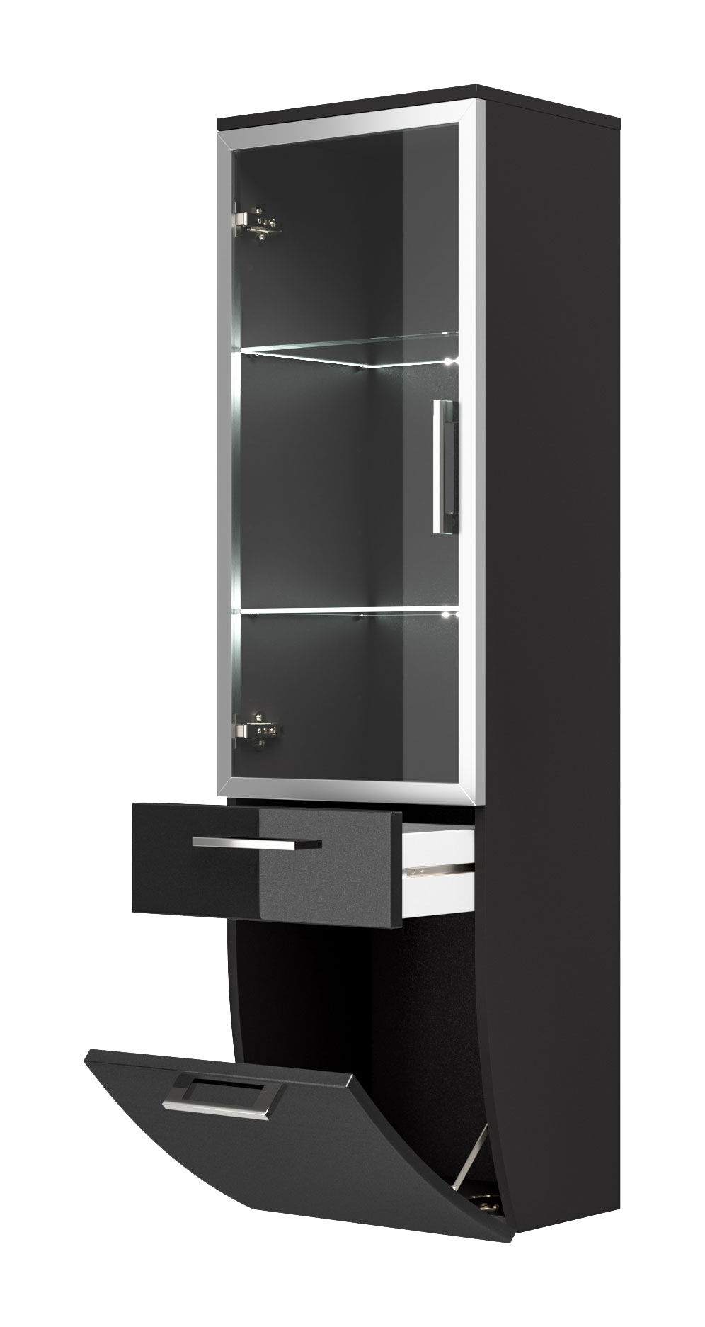 Hochschrank Rima 135 cm mit Glastür rund Anthrazit