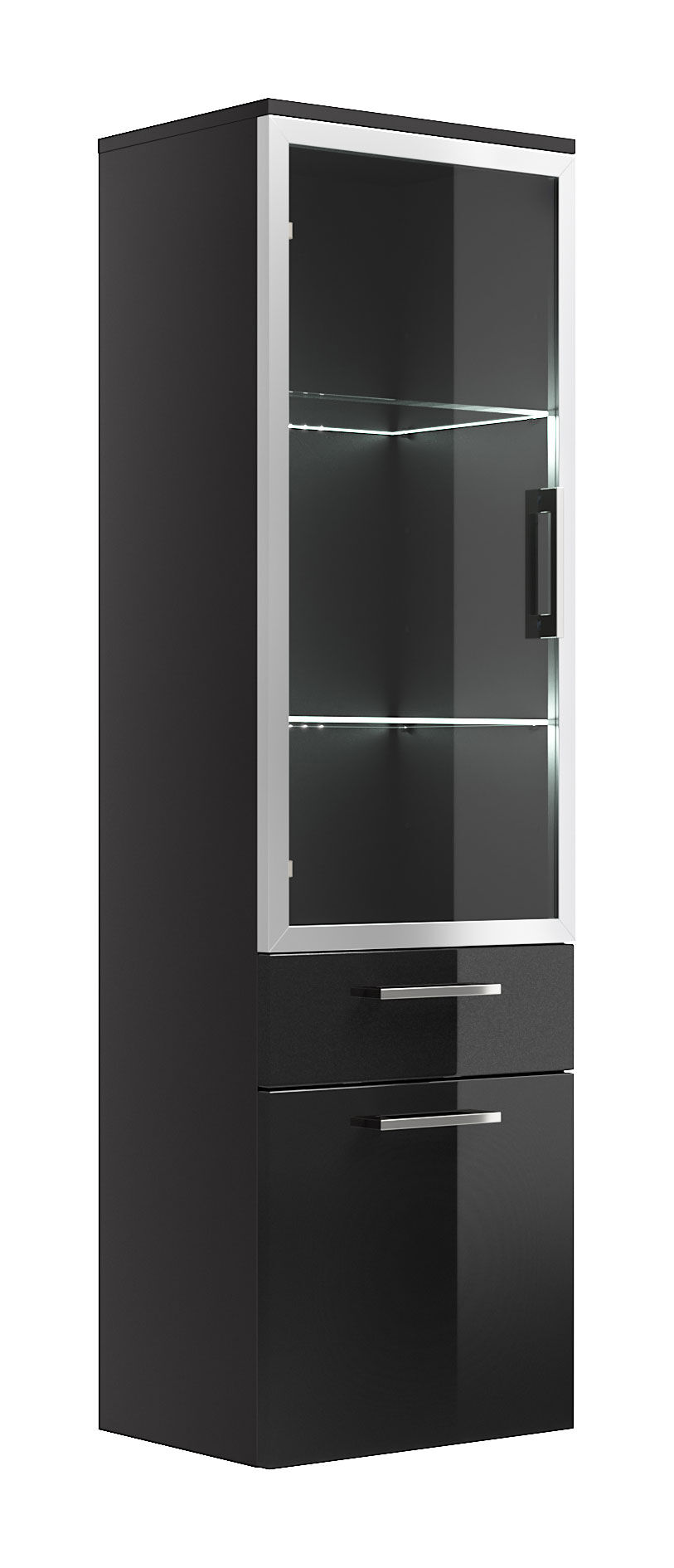 Hochschrank Rima 135 cm mit Glastür Anthrazit