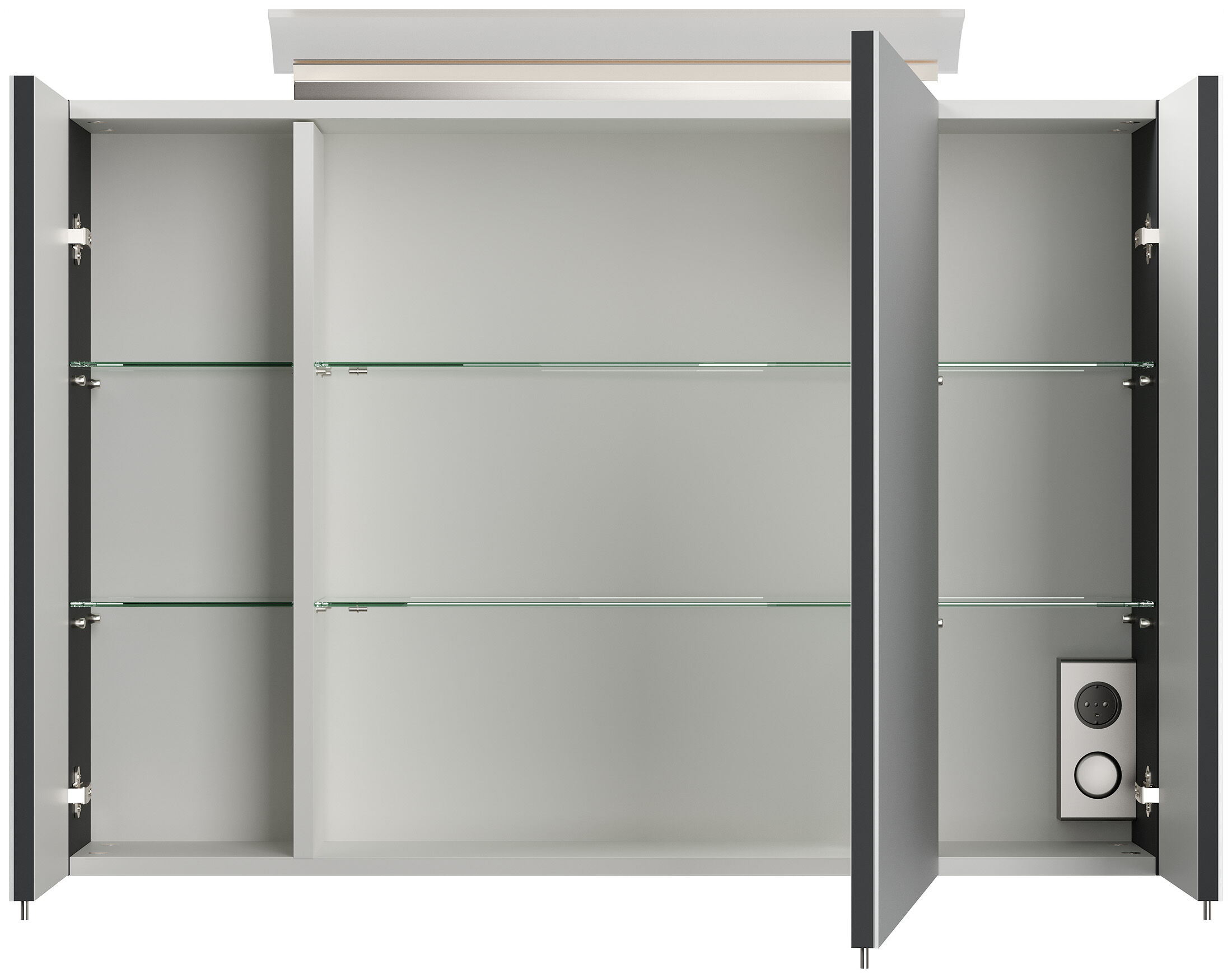Badmöbel Set Firenze 90 3tlg. Spiegelschrank & Hochschrank grafit