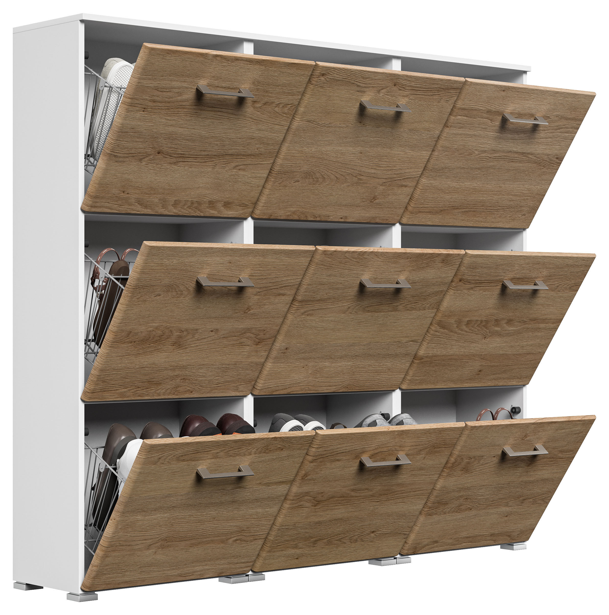 Schuhschrank XL Emotion 9 Klappen 36 Paar 157x141 cm Weiss-Weiss Hgl