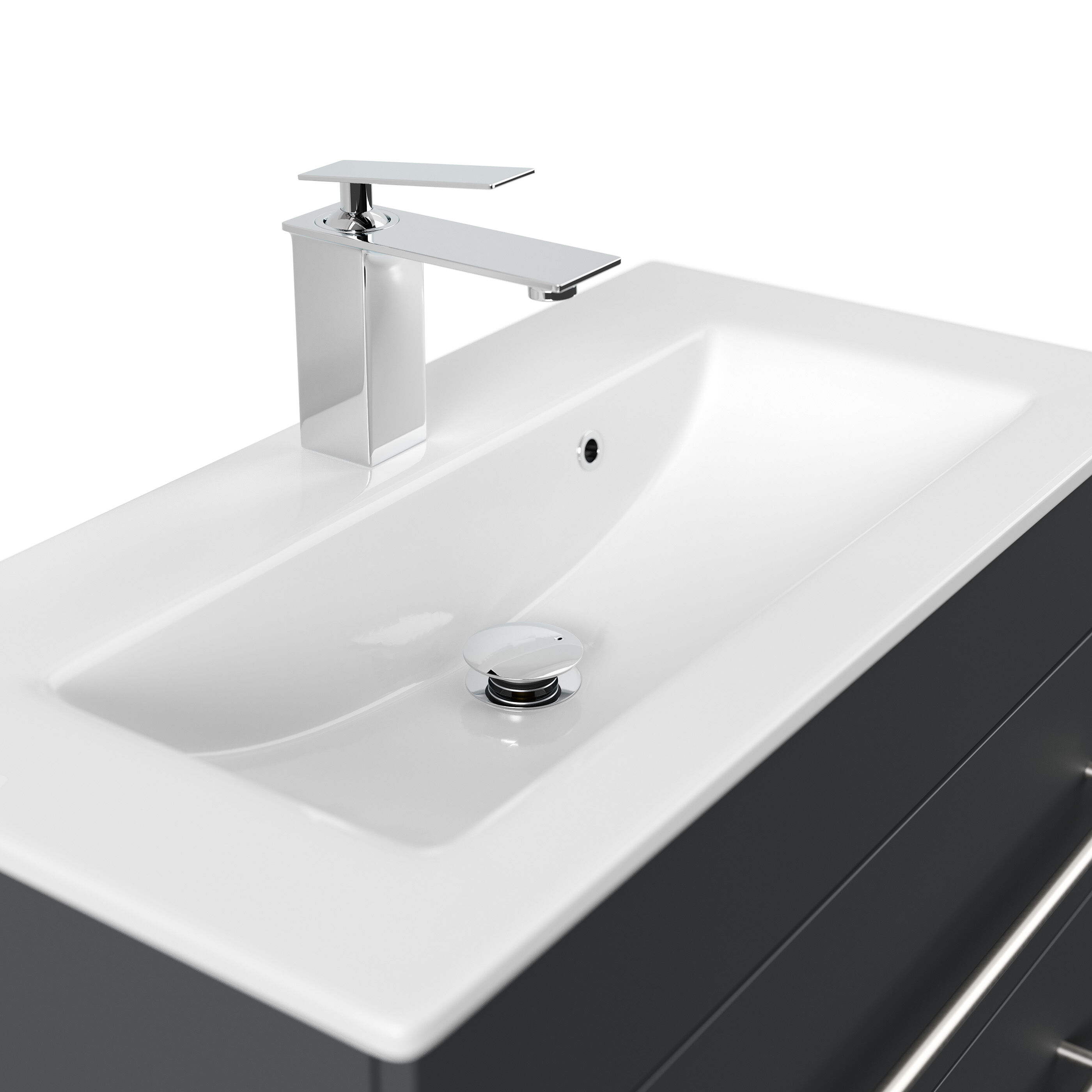 Badmöbel Mars 700 2-teilig mit LED Spiegel SlimLine grafit