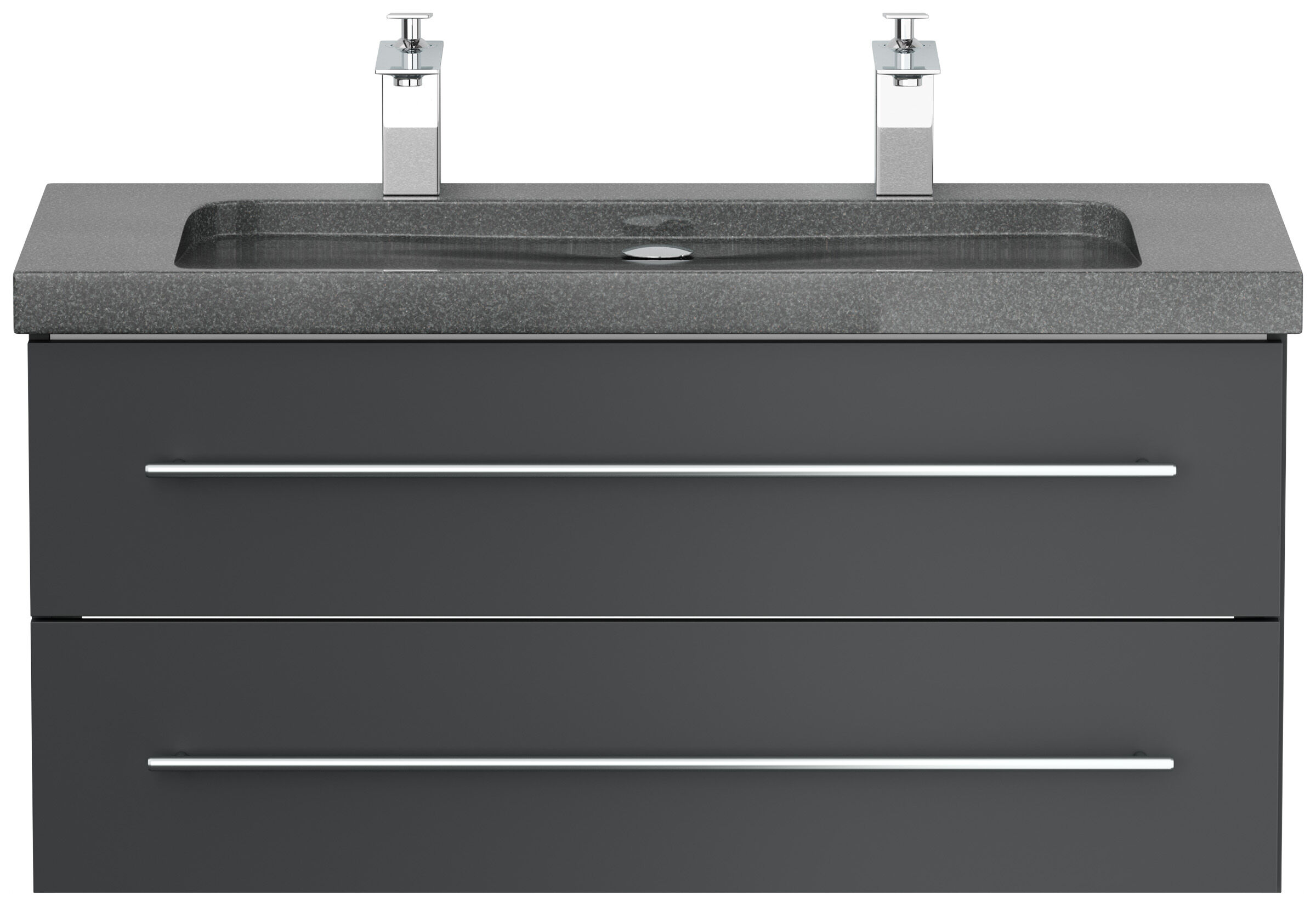 Badmöbel Granit G654 Damo 100 cm 2 Hahnlöcher SoftClose weiß hochglanz