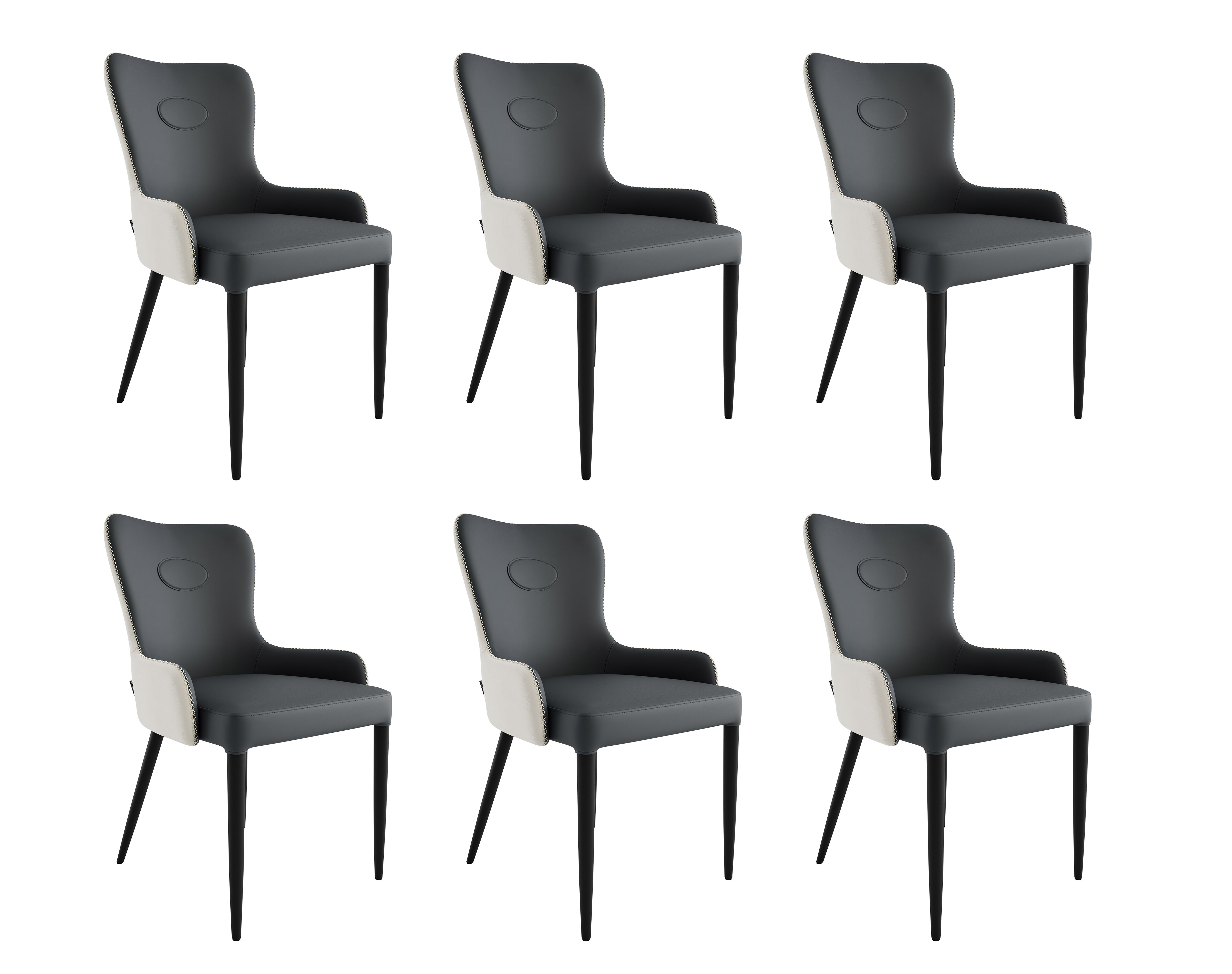 6er Set Esszimmerstuhl klassisch James Samt Polsterstuhl creme Metallbeine
