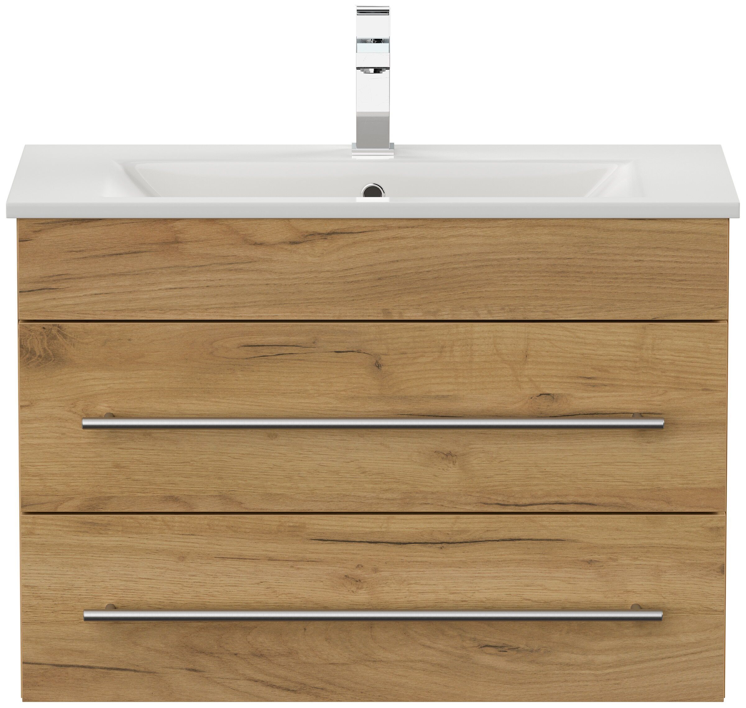 Badmöbel Mona 80x36cm mit 2 SoftClose Schubladen eiche gold