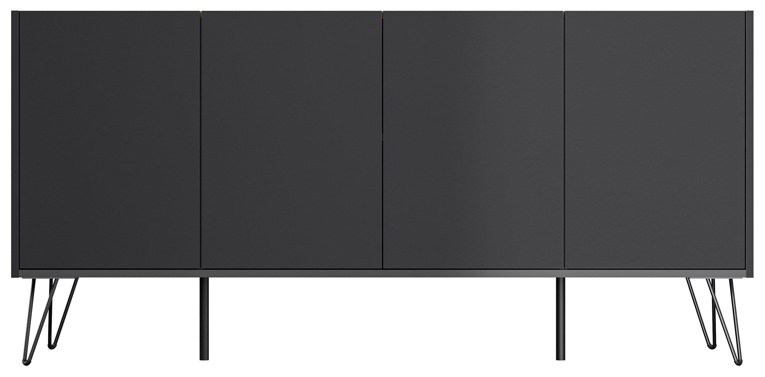 Kommode Maxim 155cm stehend 4 Türen Grafit/Eiche Top