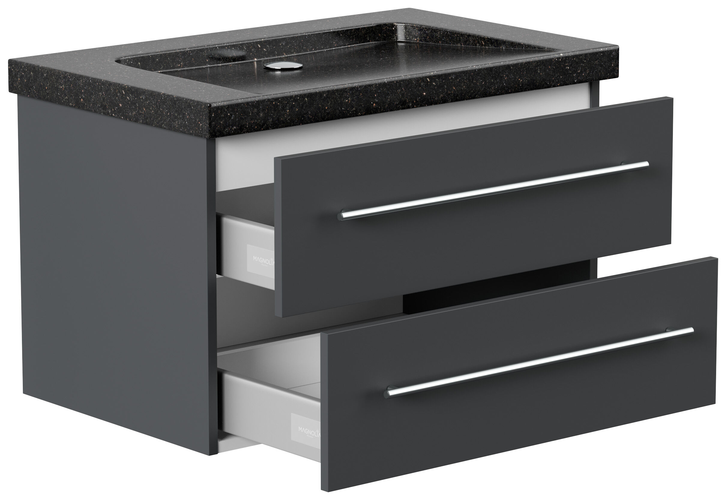 Badmöbel Granit Galaxy Black Damo 75 cm ohne Hahnloch SoftClose grafit