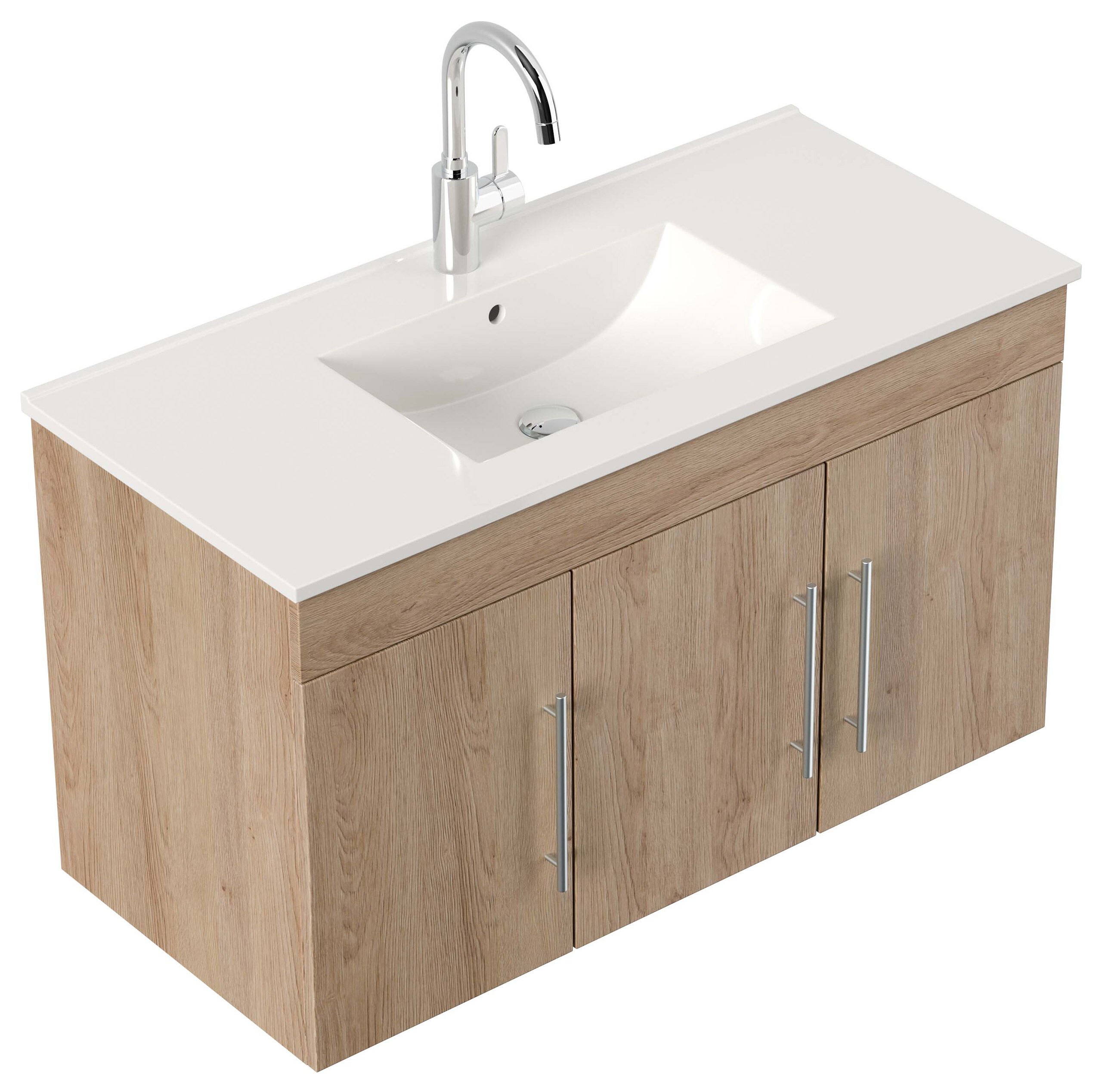 Badmöbel-Set Venezia 100 cm (5-teilig) SoftClose eiche hell 
