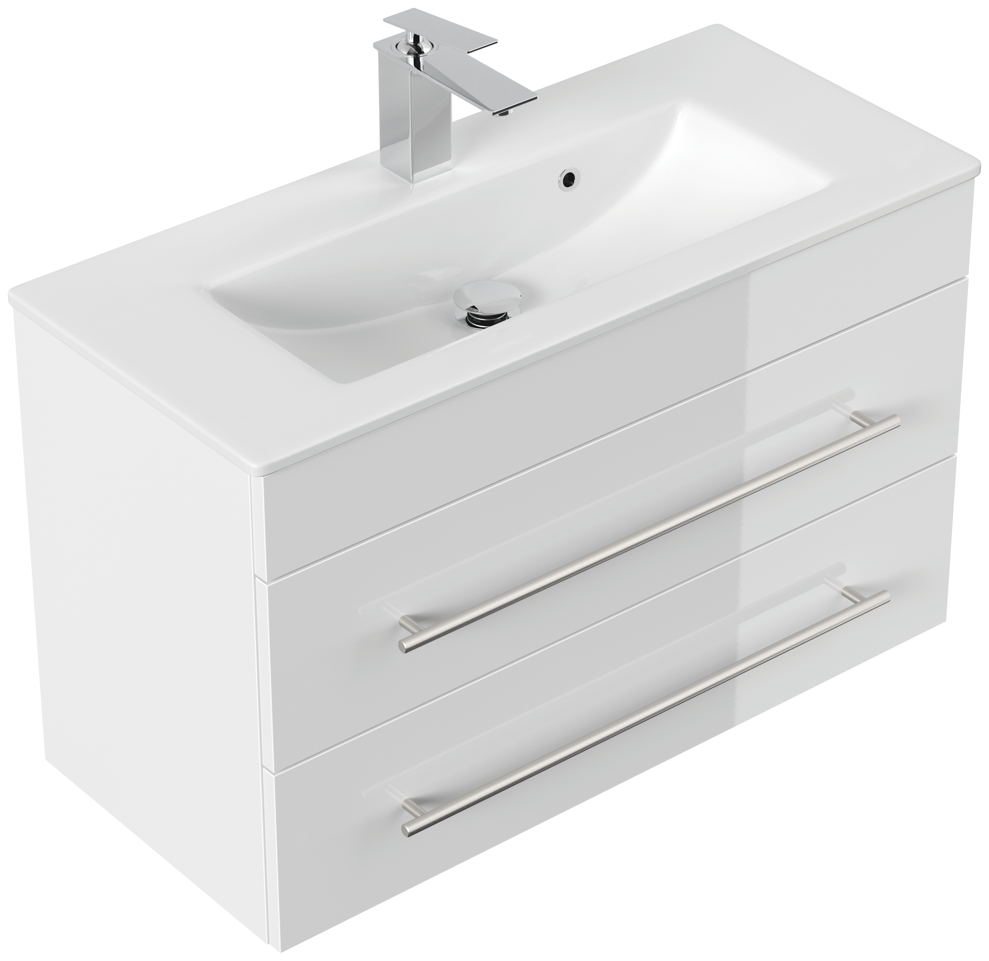 Badmöbel Mars 800 SlimLine 80x36cm mit 2 SoftClose Schubladen weiss hochglanz