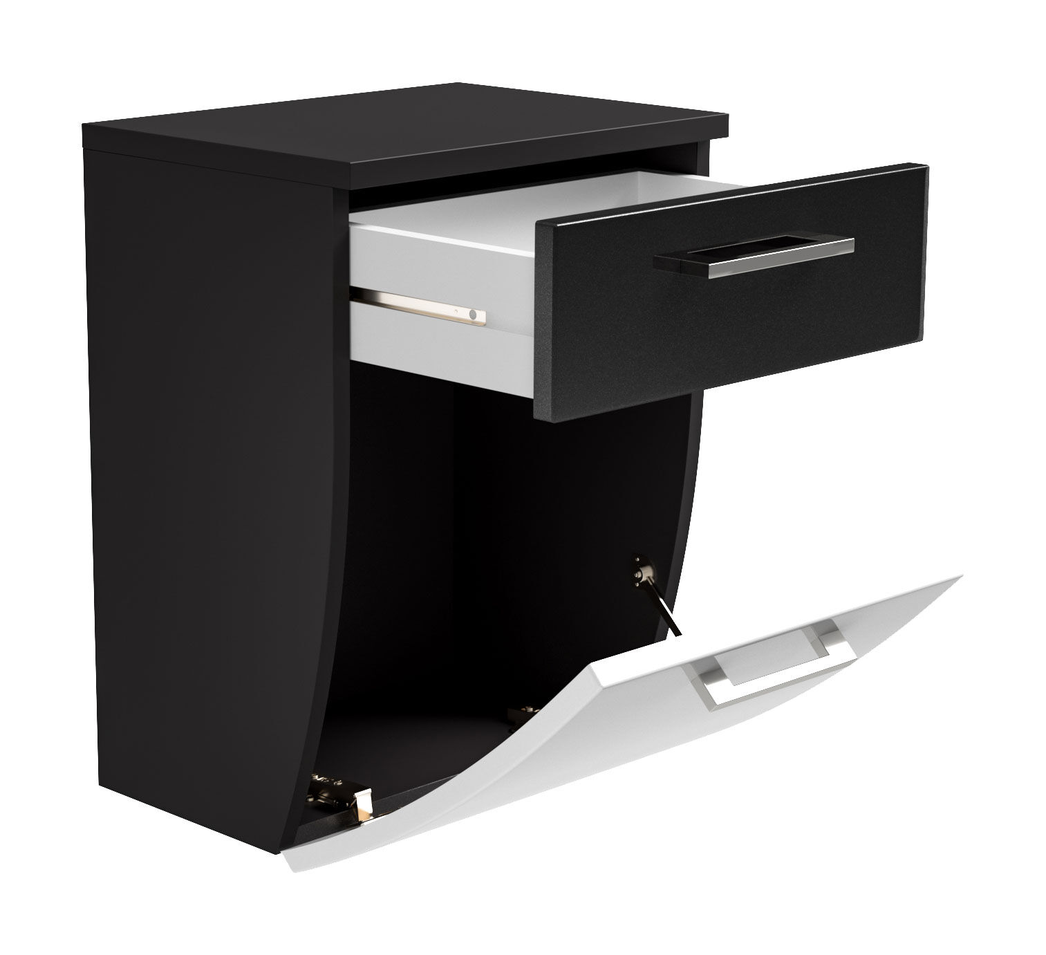 Seitenschrank Rima 40 cm rund Weiss hochglanz/Grafit hochglanz