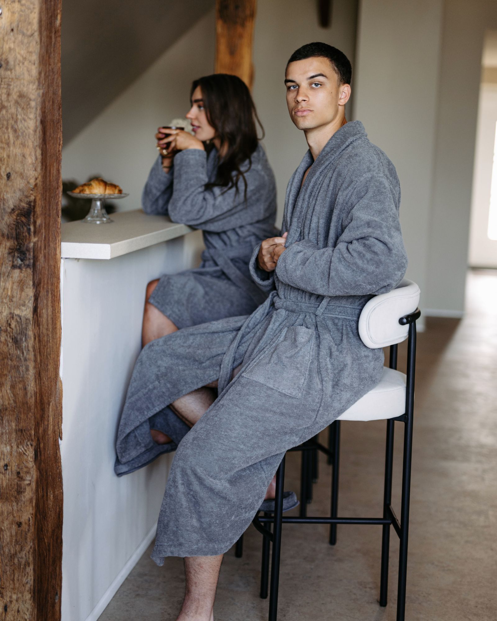 Bademantel ELA S/M 100% Baumwolle Dark Grey