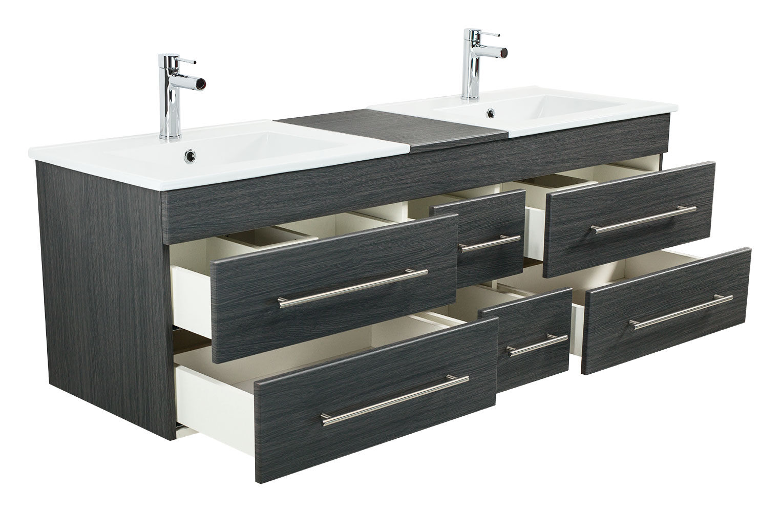 Badmöbel Milano XL 172cm Doppel- Waschtisch SoftClose weiss hochglanz