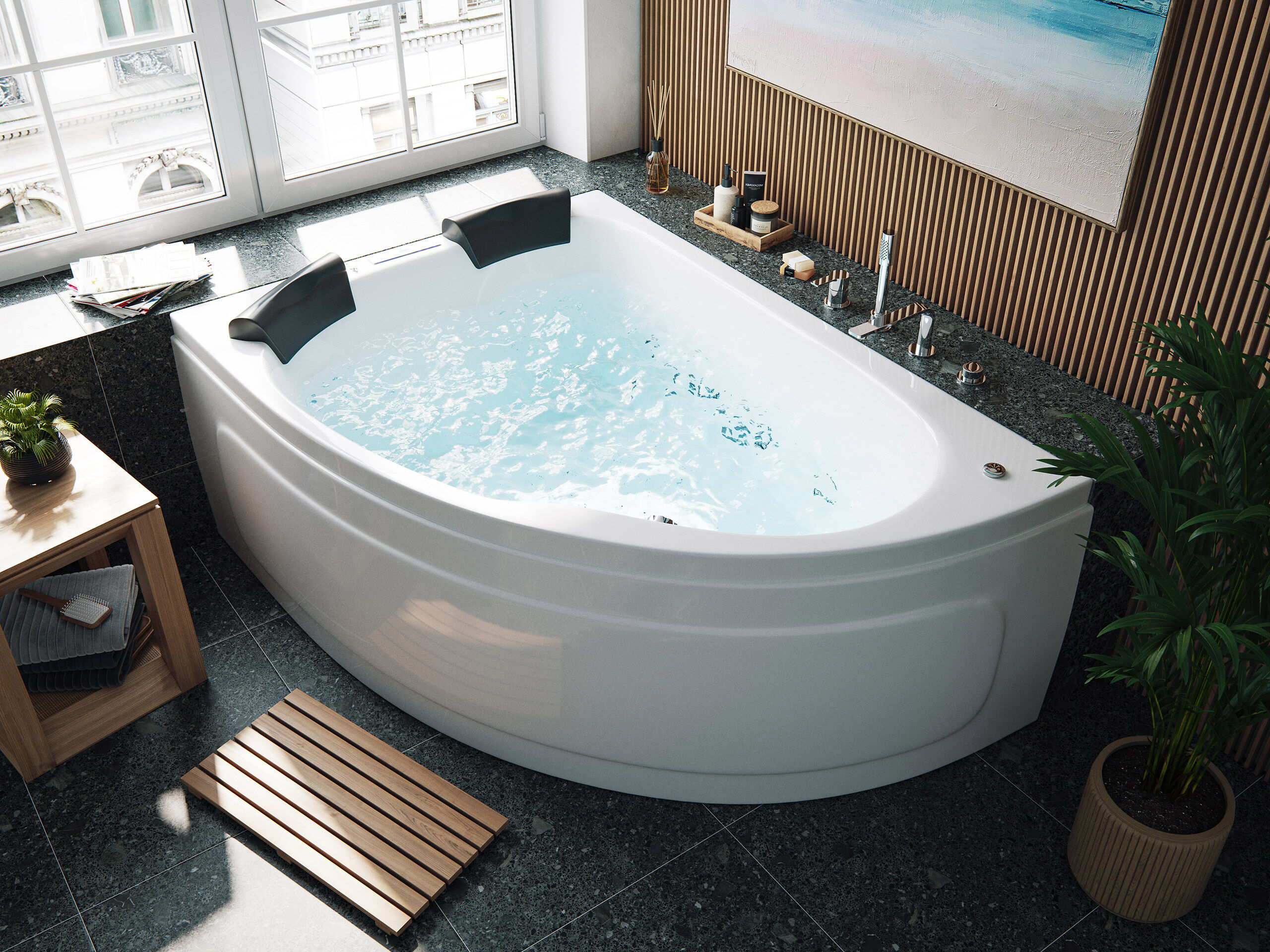 Whirlpool Royal XL Ultra 180cm links Made in Germany 89 Düsen & LED ohne Armatur